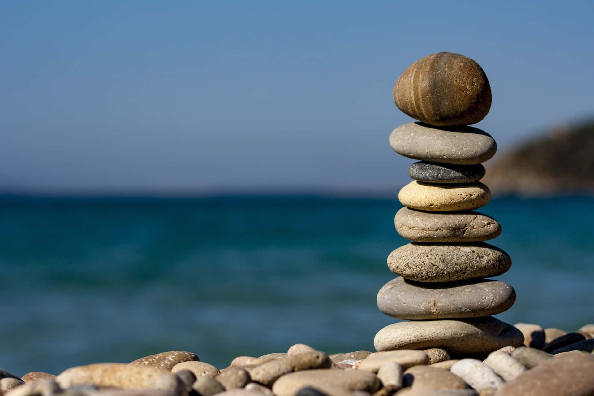 Reiki, pebble beach, turquoise ocean, Full HD Desktop Wallpaper