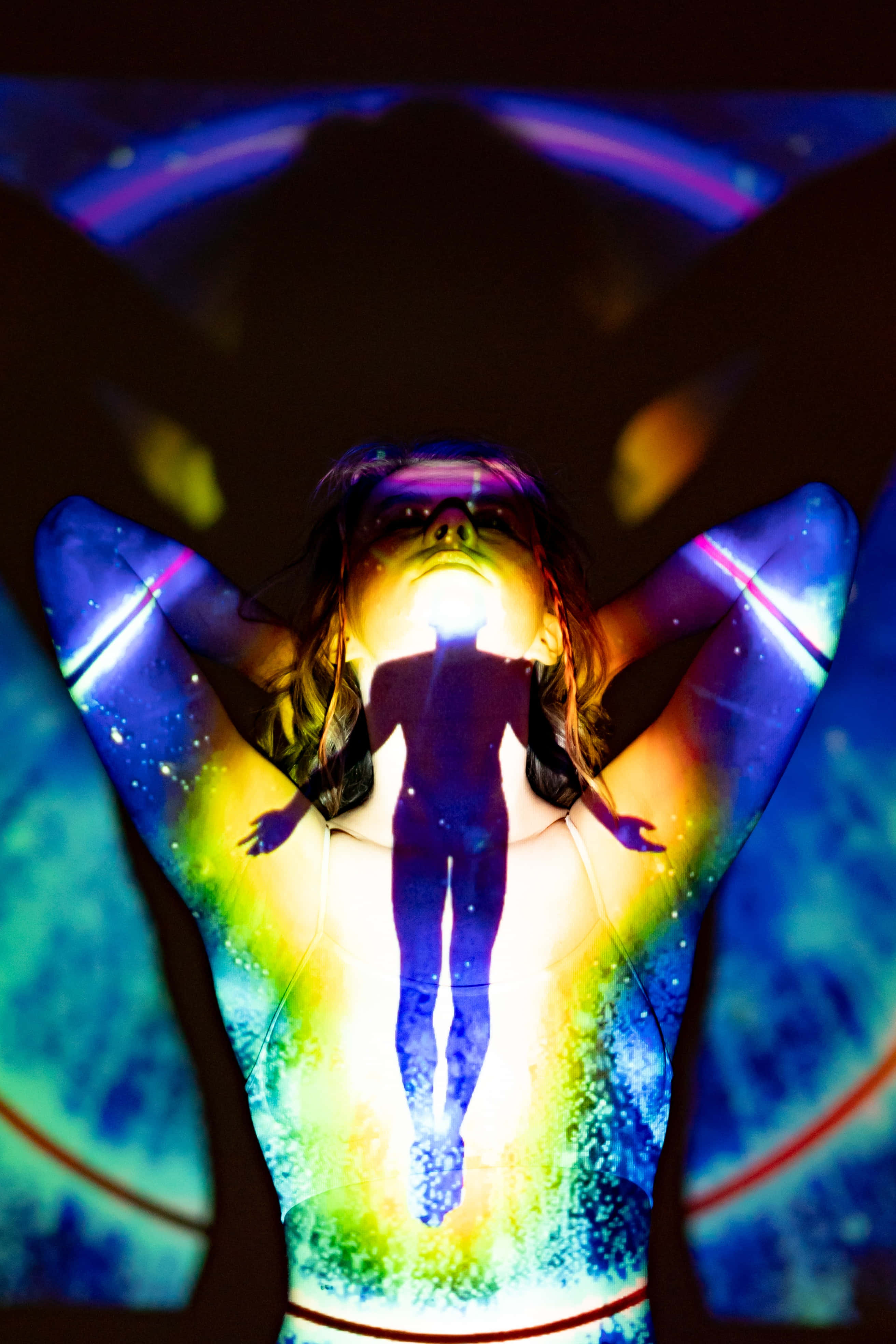 Reiki, cosmic light, glowing silhouette, 4K Phone Wallpaper