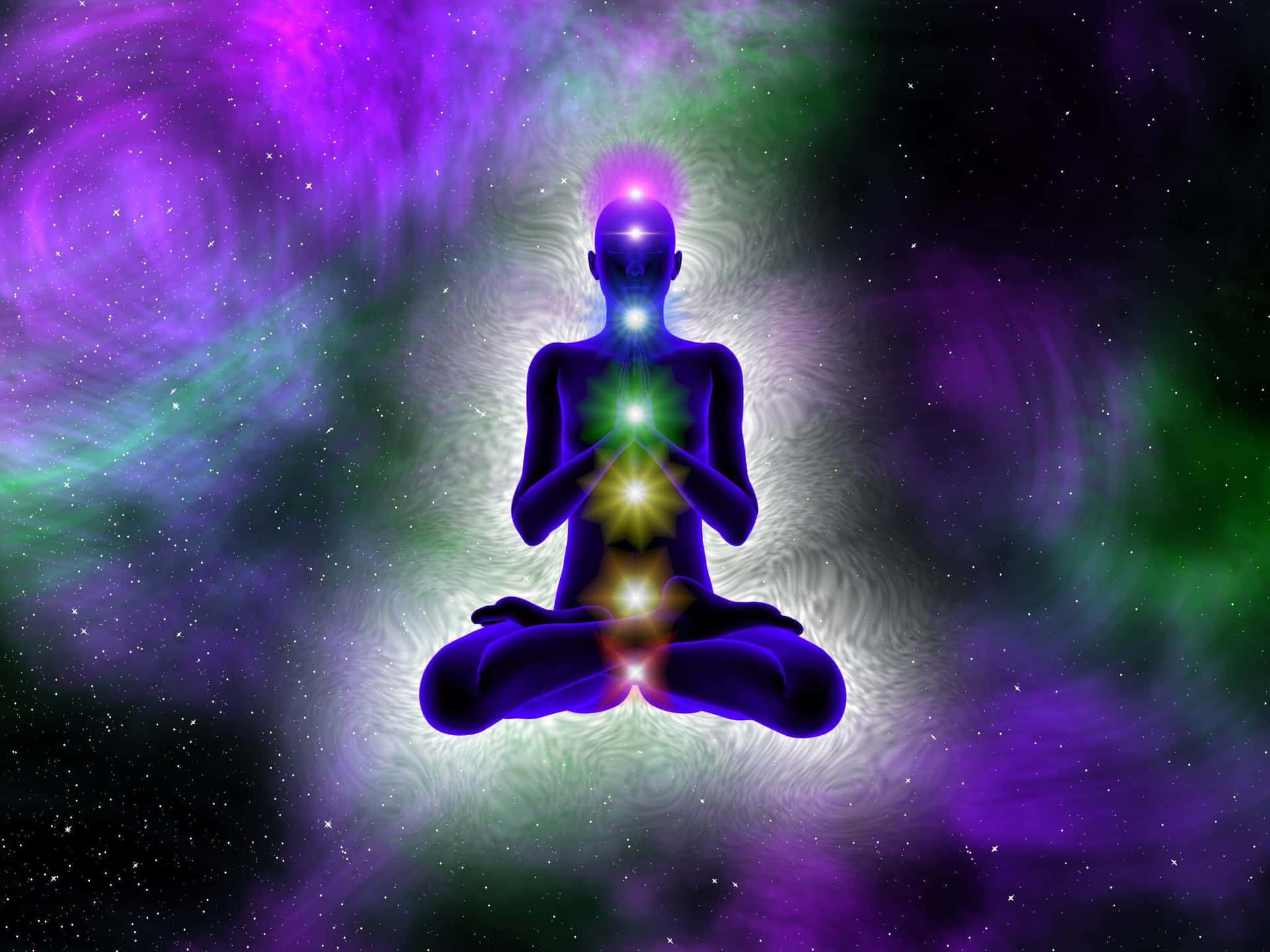 Reiki, purple silhouette, lotus pose, Full HD Desktop Wallpaper
