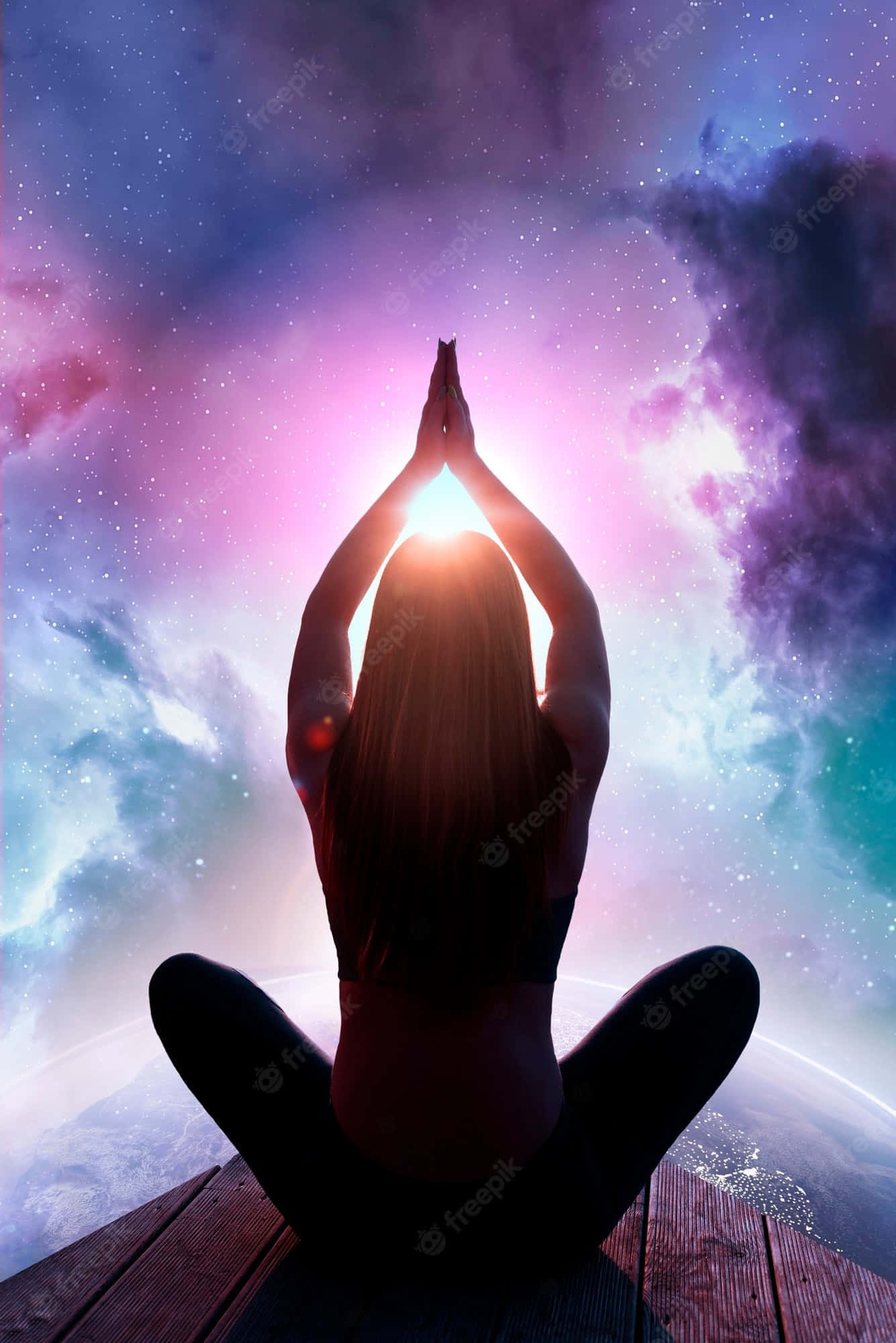 Reiki, lotus pose, wooden deck, Full HD Phone Wallpaper
