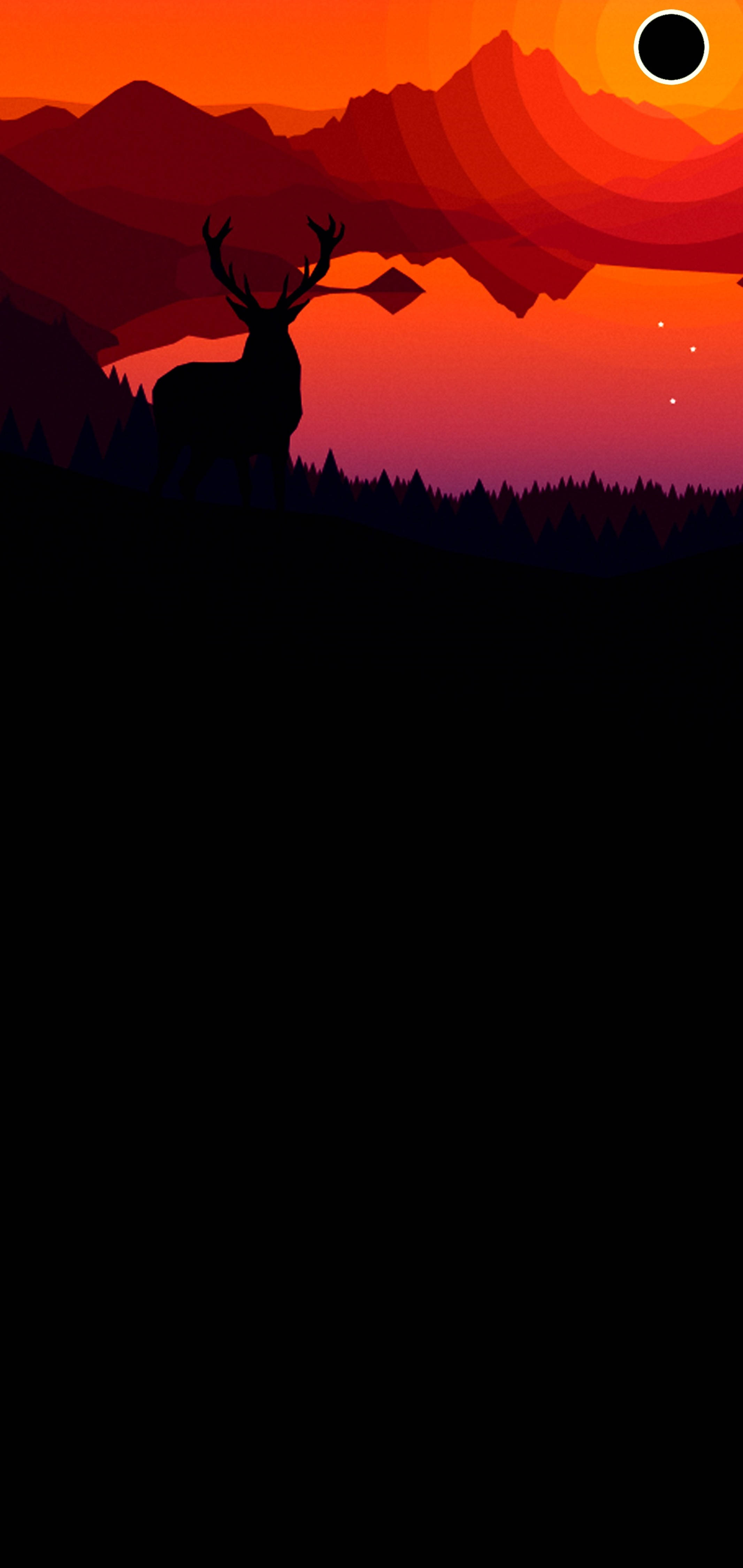 silhouetted reindeer, stag, vibrant orange and red sunset, 4K Phone Wallpaper