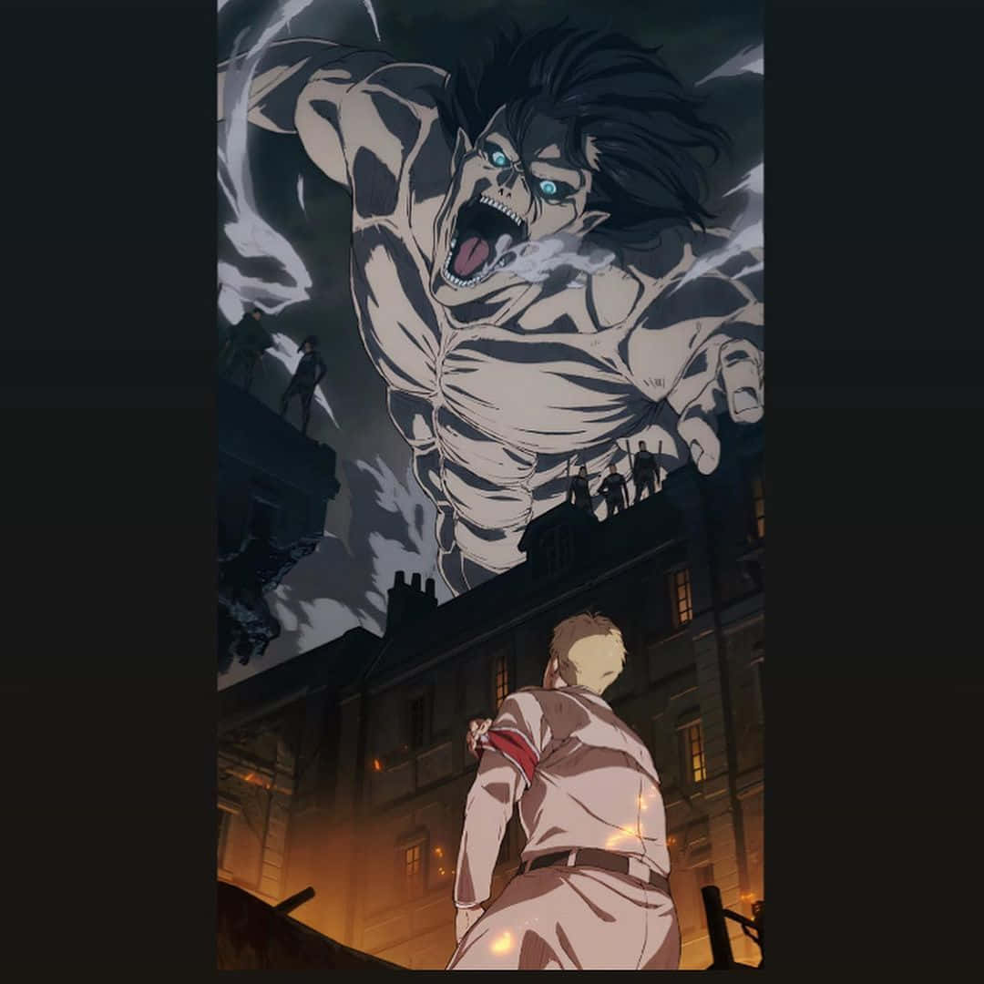 Reiner Braun, glowing blue eyes, colossal titan, SD Desktop Wallpaper