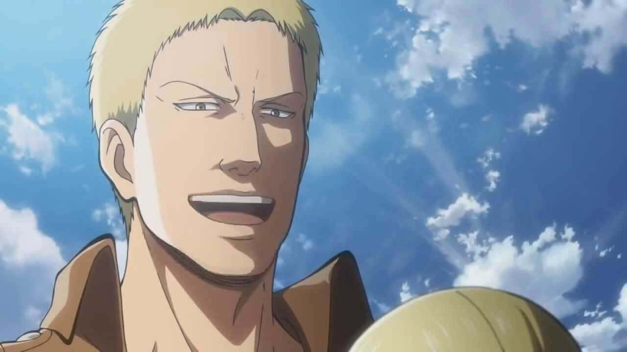 Reiner Braun, blonde anime man, bright blue sky, HD Desktop Wallpaper