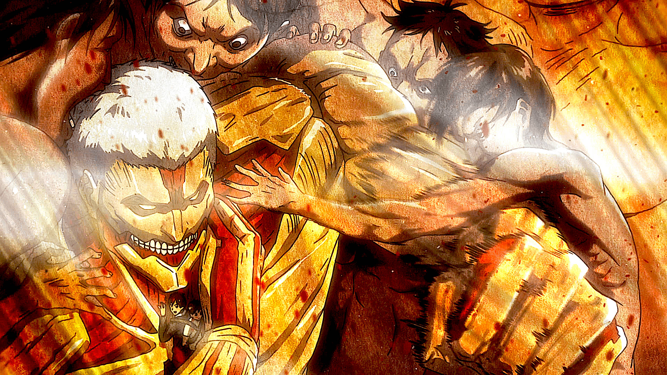 Reiner, anime battle scene, titans, 2K Desktop Wallpaper