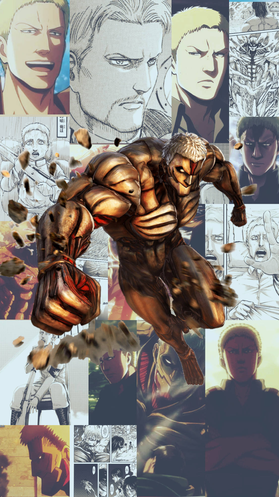 Reiner, anime collage, muscular titan, Full HD Phone Wallpaper