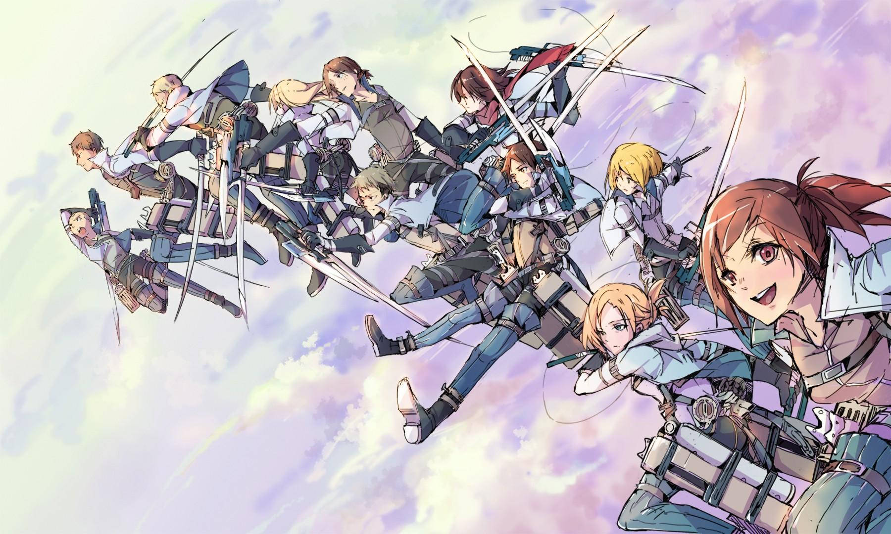Reiner, anime characters, pastel sky, HD Desktop Wallpaper