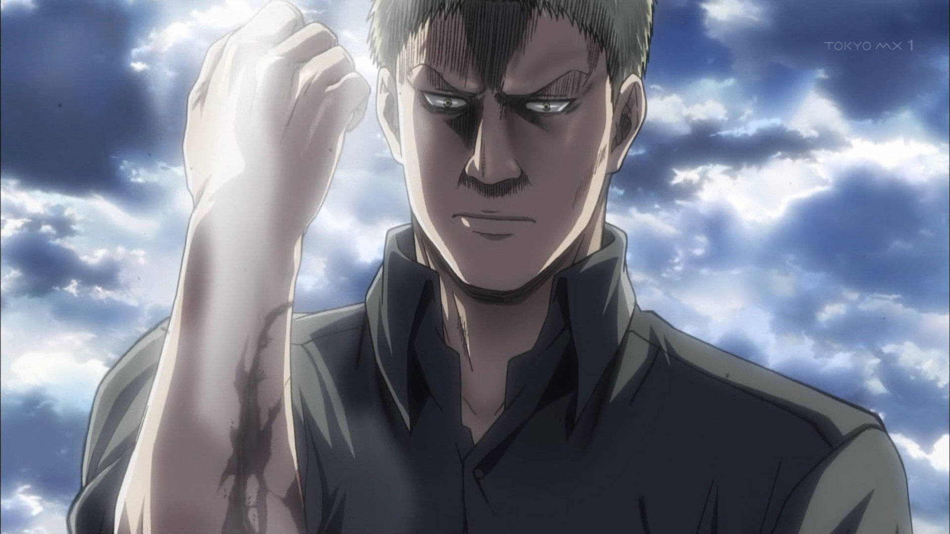 Reiner, anime man, bloodied arm, Full HD Desktop Wallpaper
