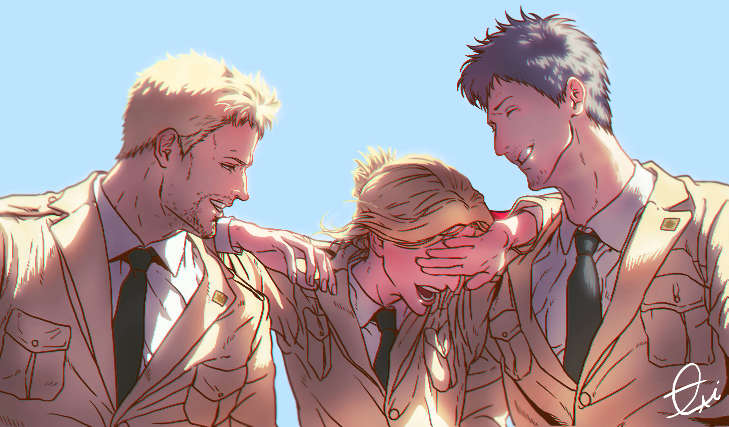Reiner, beige uniforms, clear blue sky, Full HD Desktop Wallpaper