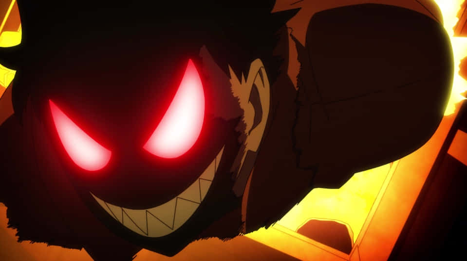 Rekka Hoshimiya, glowing red eyes, wide toothy grin, SD Desktop Wallpaper