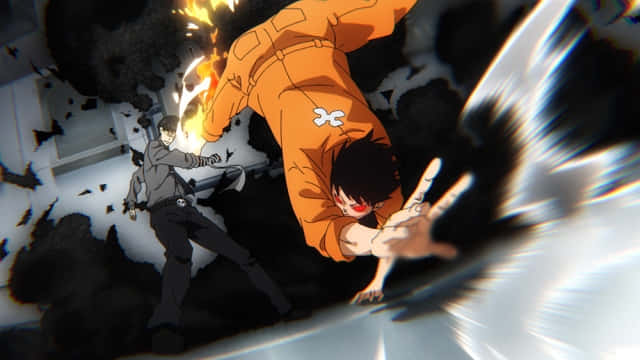 Rekka Hoshimiya, battle costume, orange jumpsuit, SD Desktop Wallpaper
