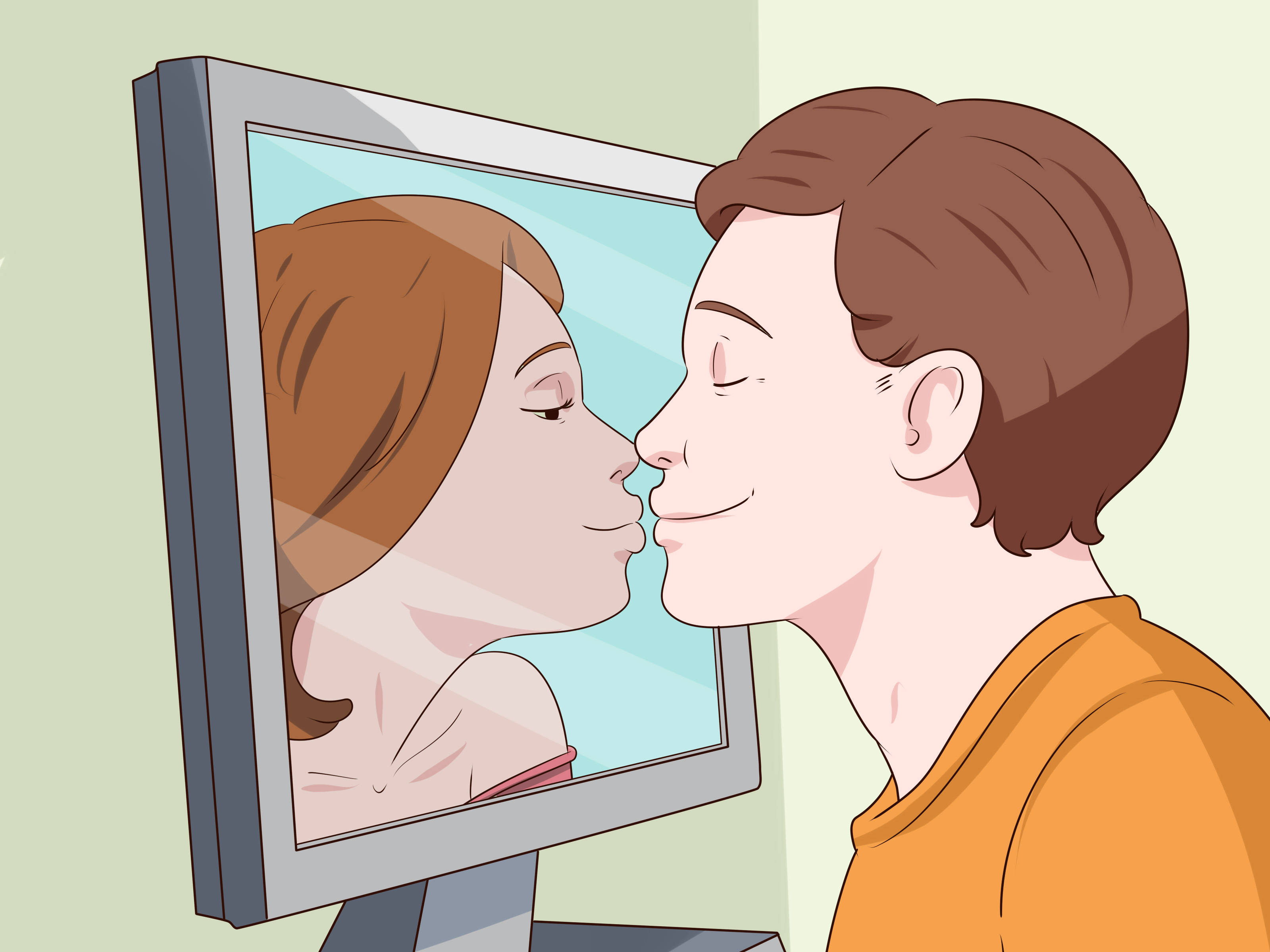 long distance relationship, screen kiss, computer monitor, 2K Desktop Wallpaper