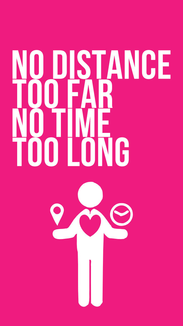 Long Distance Relationship, vibrant pink background, minimalist white icon, SD Phone Wallpaper