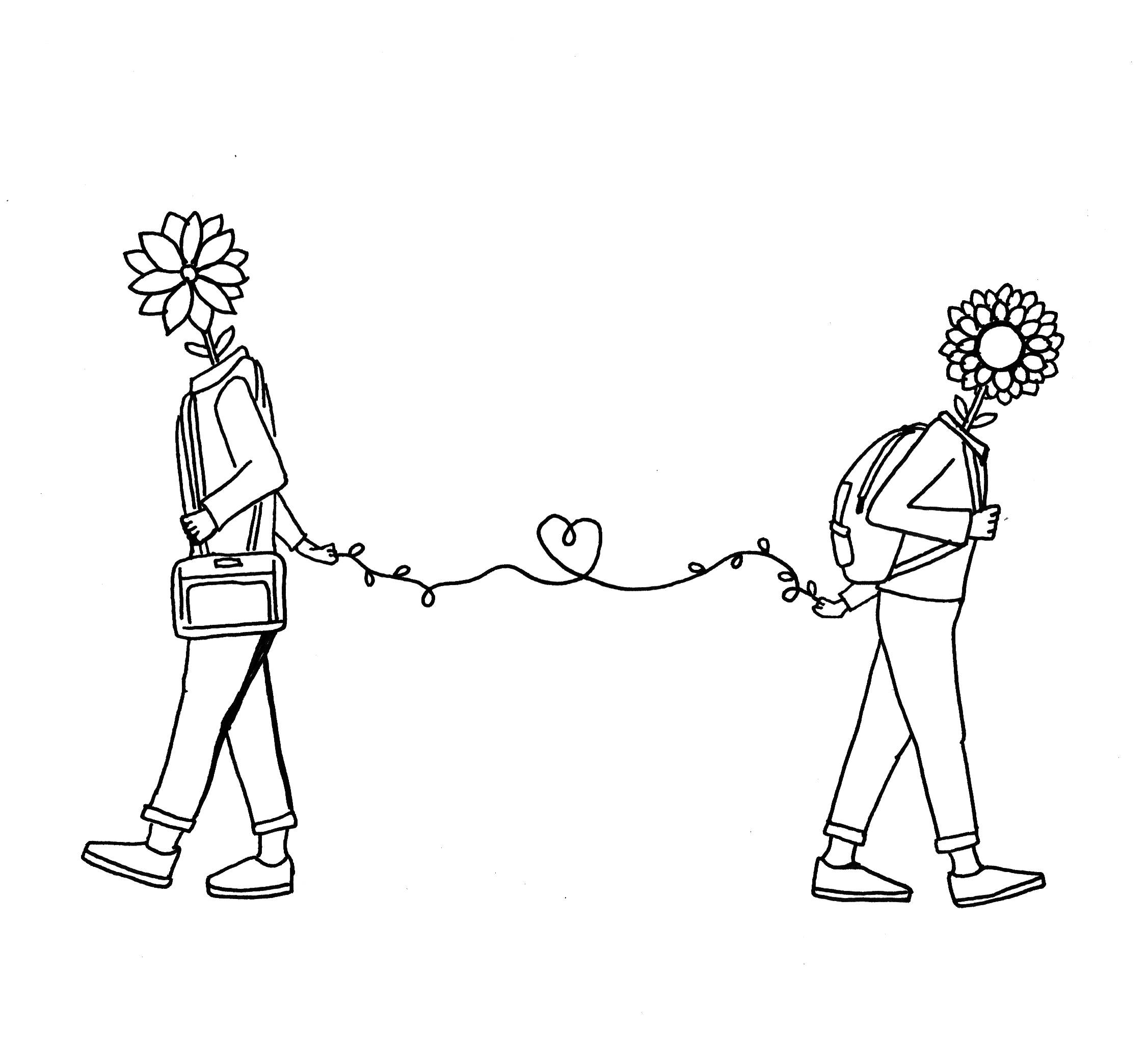Long Distance Relationship, flower heads, hand in hand, Full HD Desktop Wallpaper