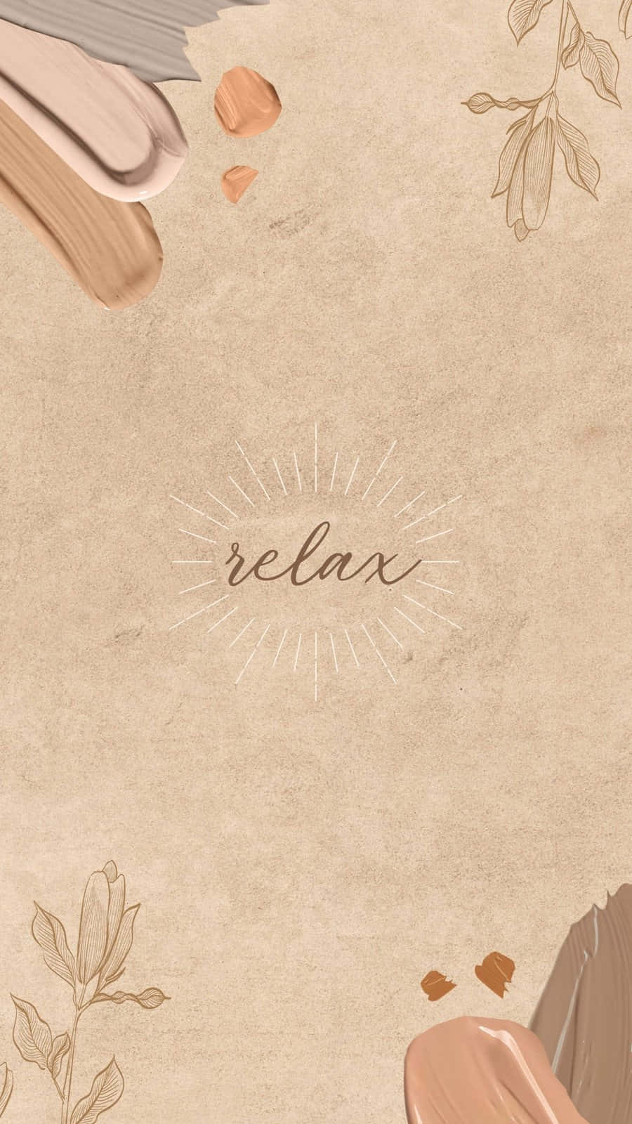 beige, cursive, floral sketches, HD Phone Wallpaper