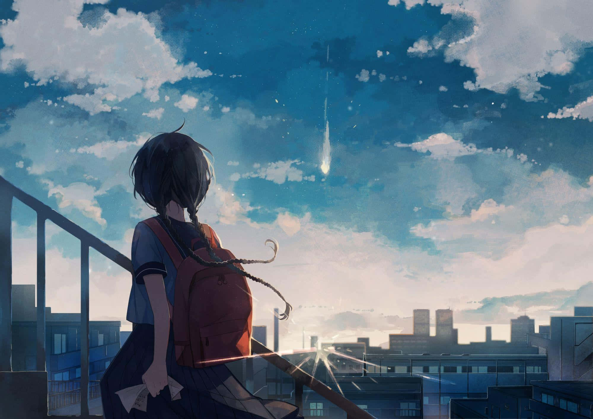 anime, sunset, solitude, Full HD Desktop Wallpaper