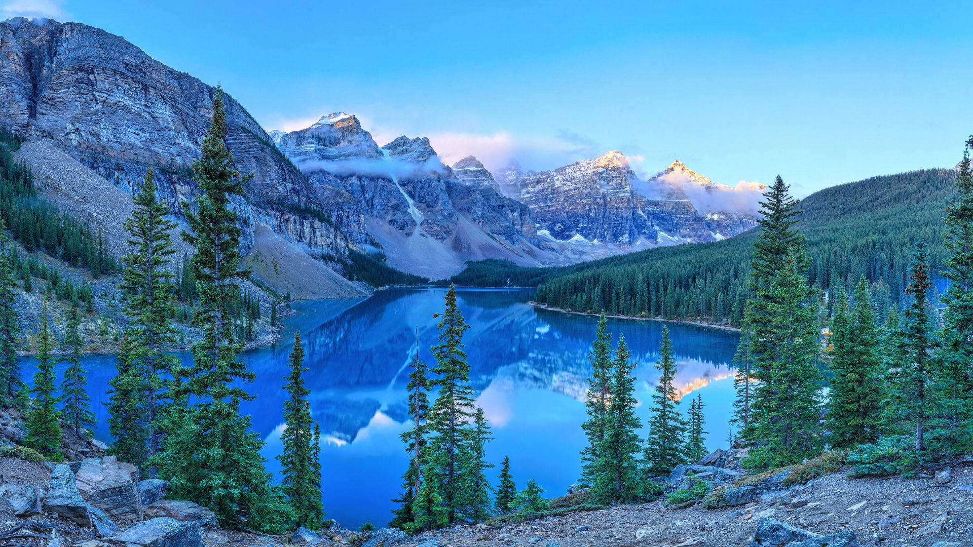 Relaxing Desktop, blue lake, alpine lake, Full HD Desktop Wallpaper