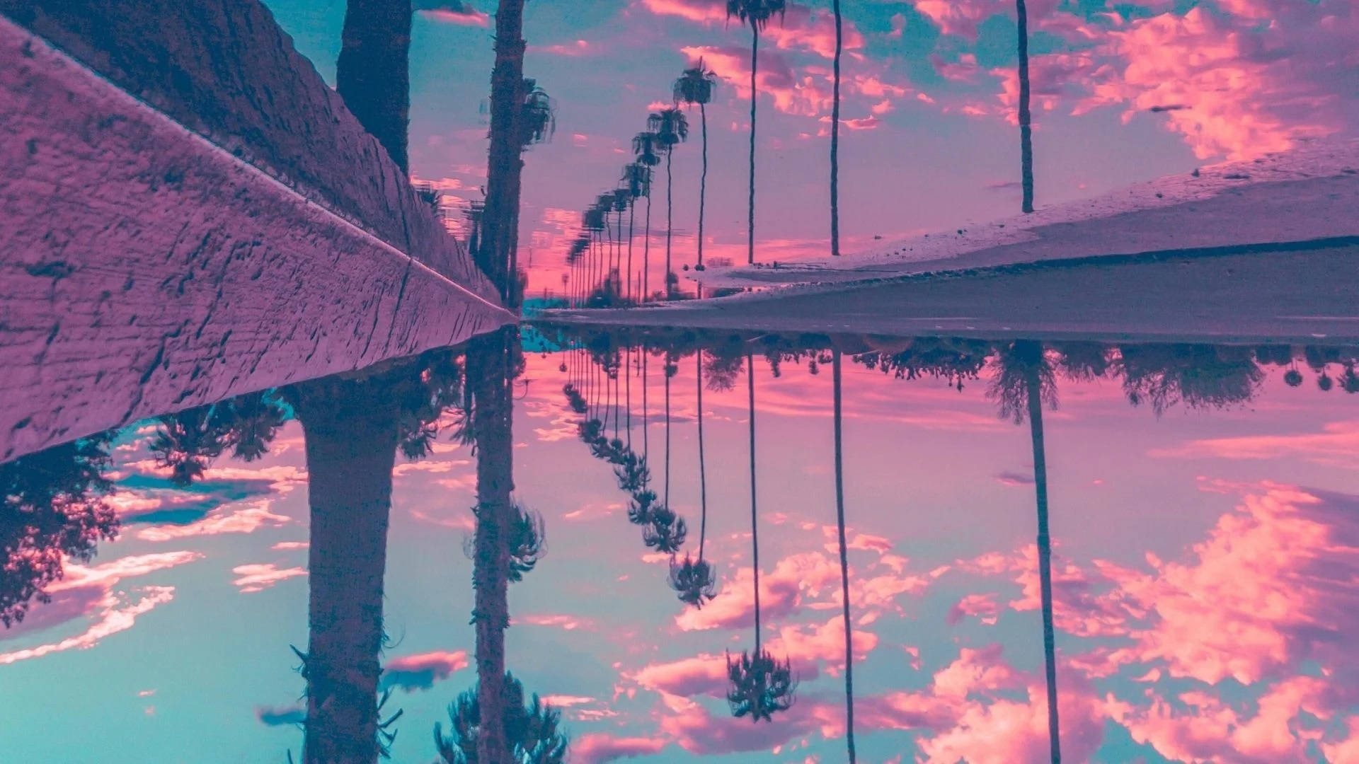 pink, teal, sunset, Full HD Desktop Wallpaper