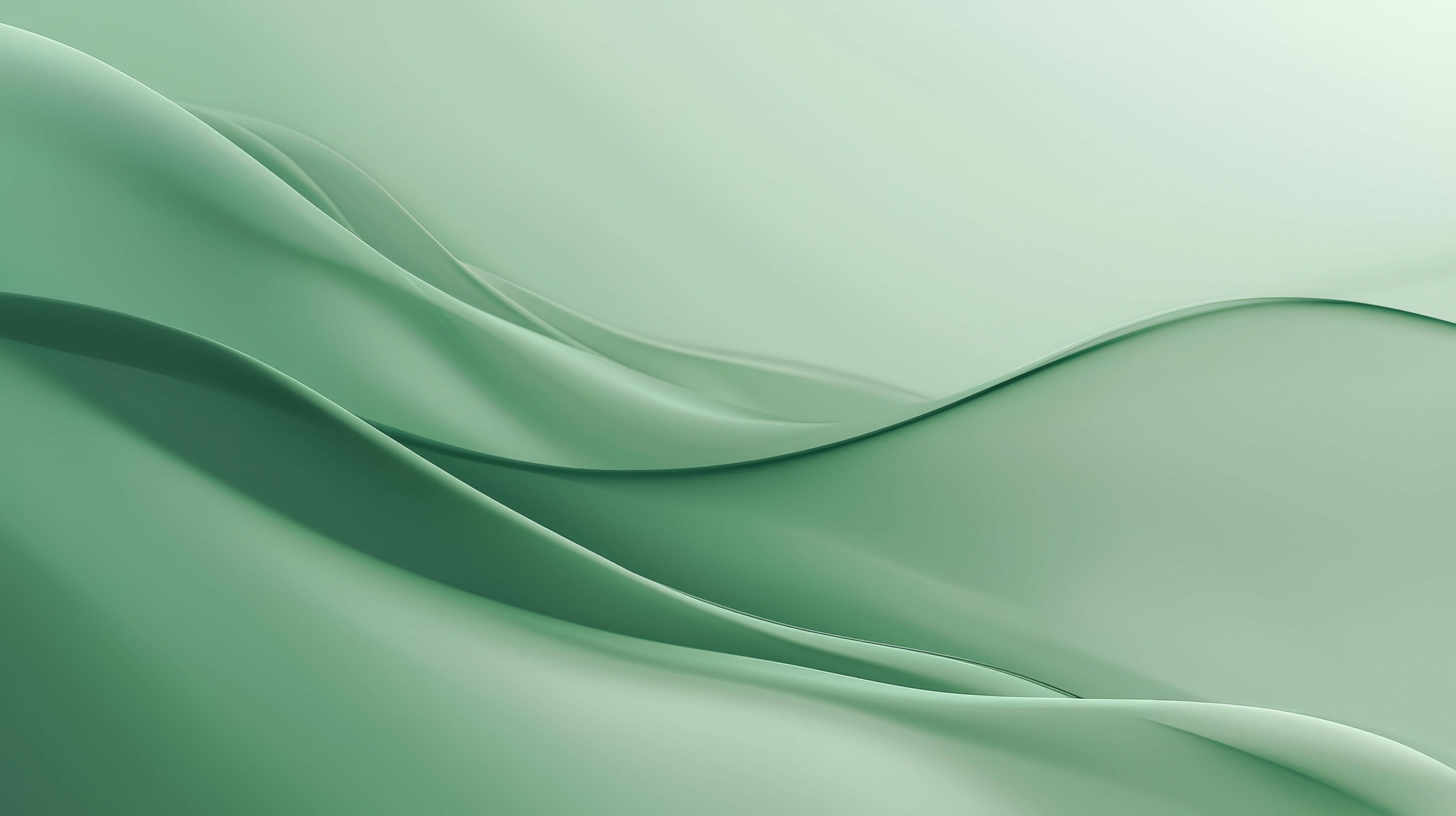 mint green, flowing waves, smooth minimalist design, 8K Desktop Wallpaper