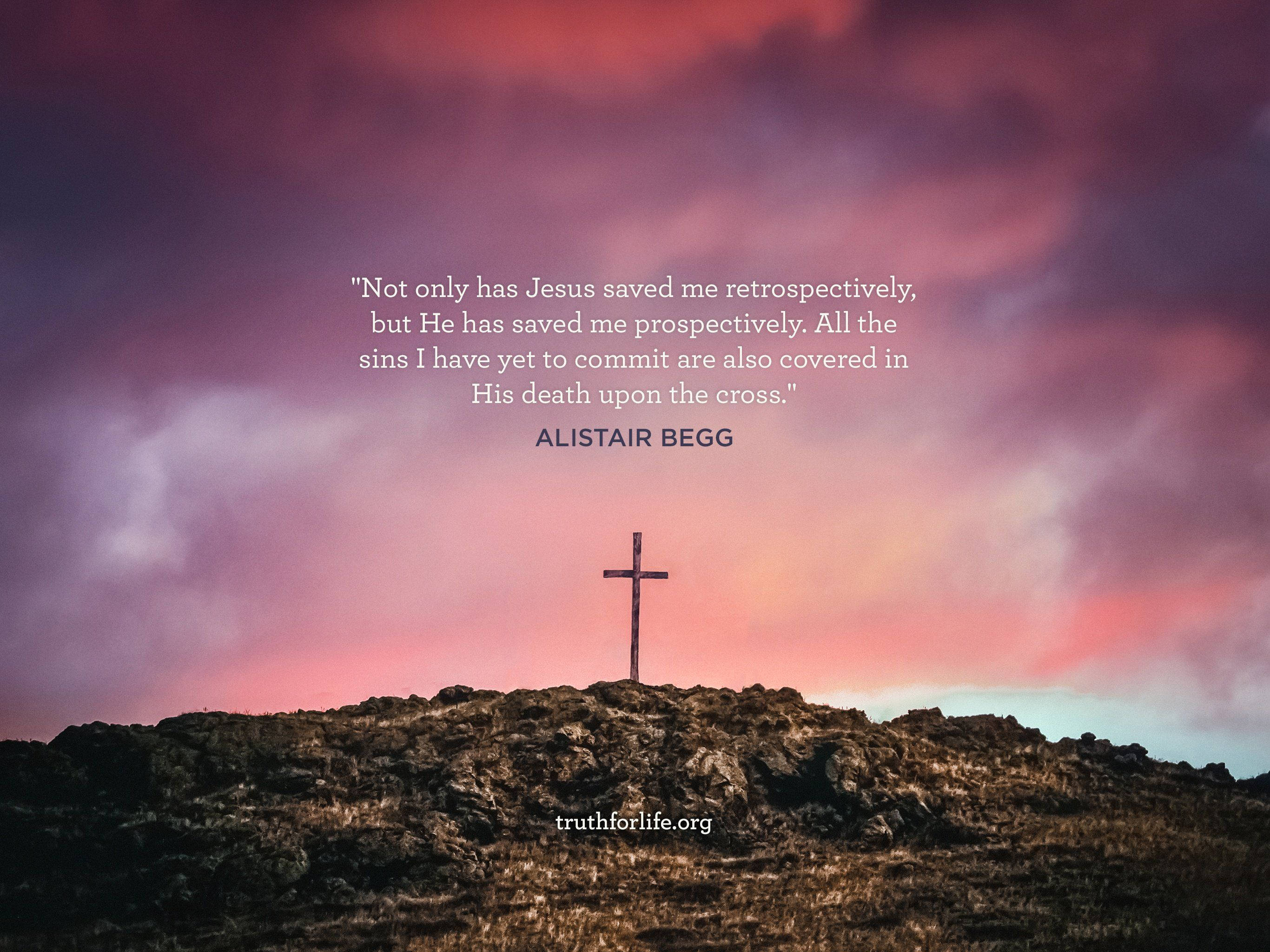 wooden cross, rugged hill, pink and purple sunset sky, 2K Desktop Wallpaper