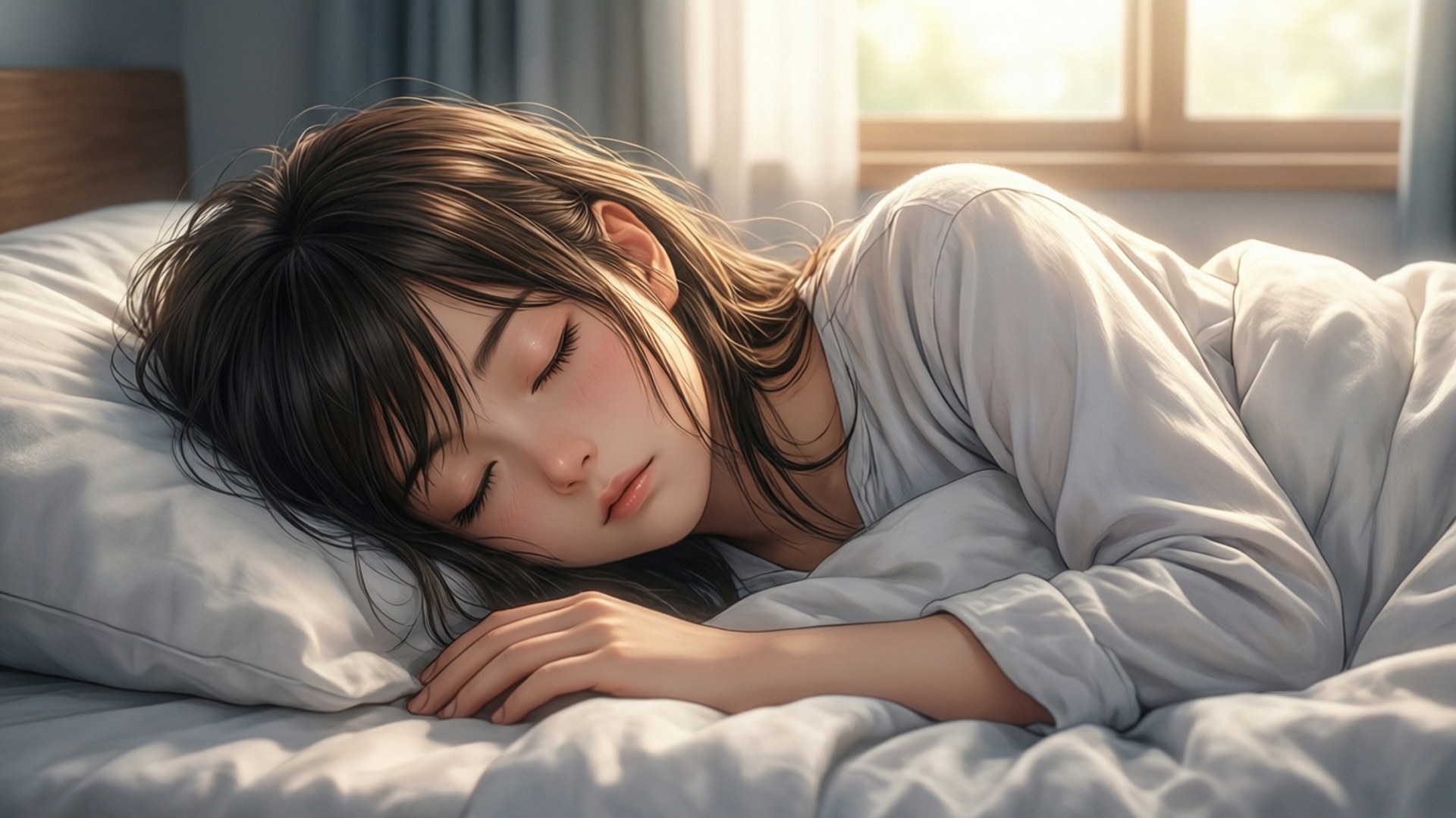 Rem, bed, morning light, Full HD Desktop Wallpaper