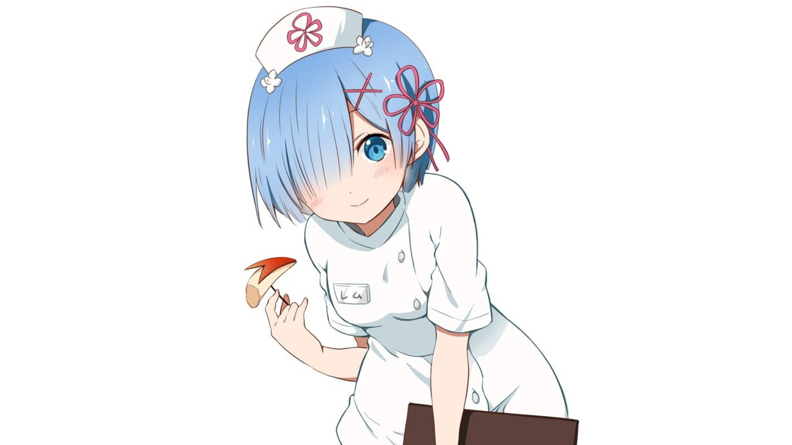 Rem, nurse, white, 2K Desktop Wallpaper