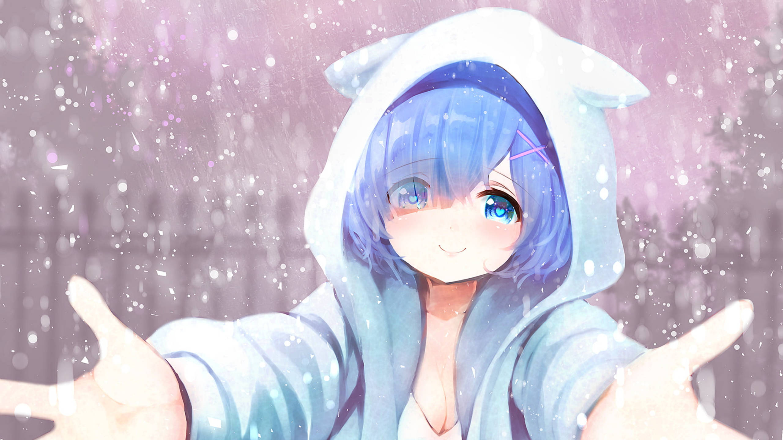 Rem, anime, cat ear costume, 2K Desktop Wallpaper