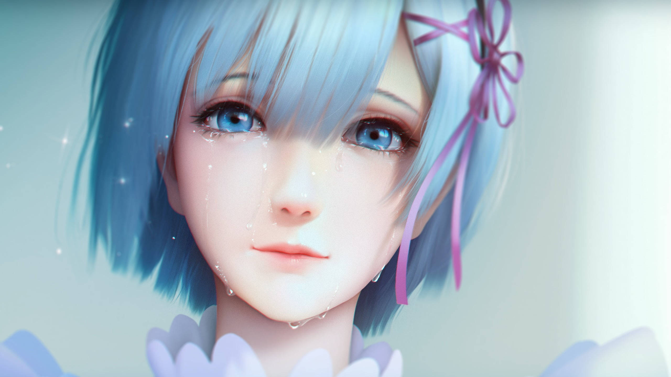 Rem, blue-haired, anime girl, 2K Desktop Wallpaper
