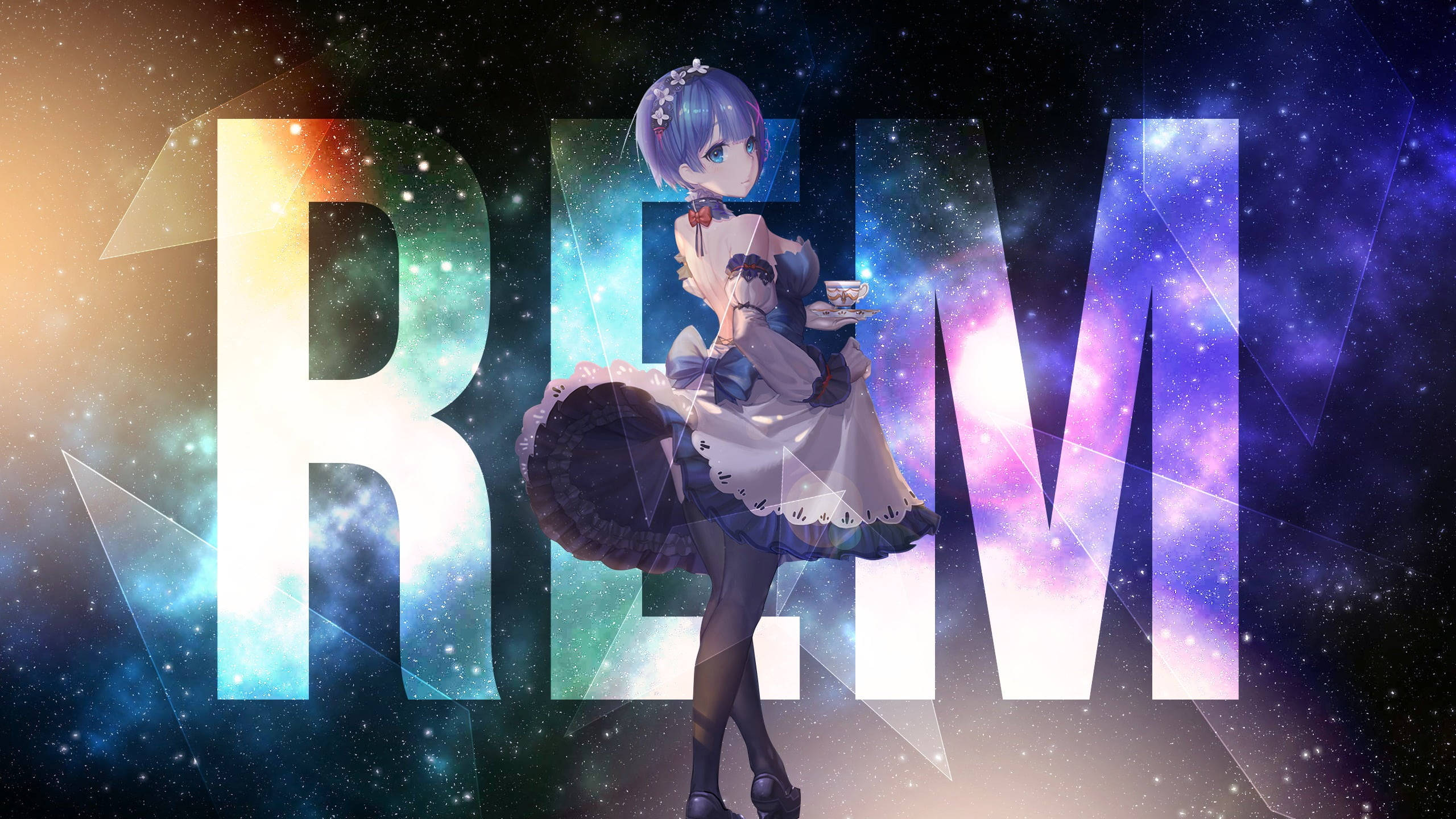 Rem, anime girl, maid outfit, 2K Desktop Wallpaper