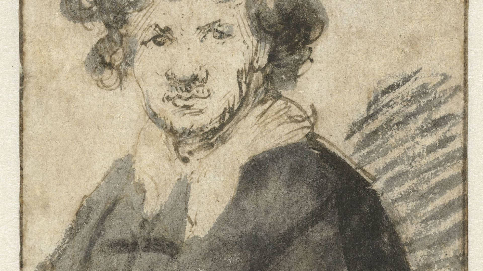 Rembrandt, charcoal sketch, man, Full HD Desktop Wallpaper