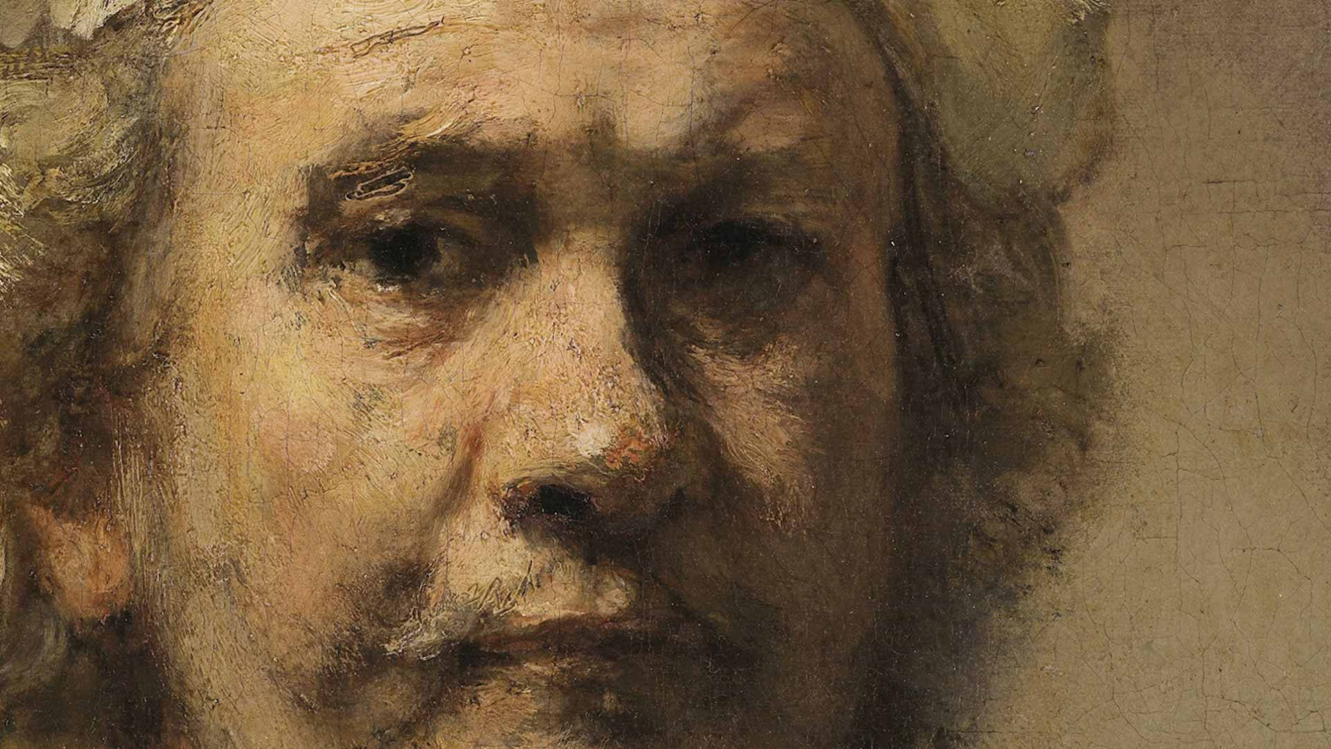 Rembrandt, oil painting, closeup self portrait, Full HD Desktop Wallpaper