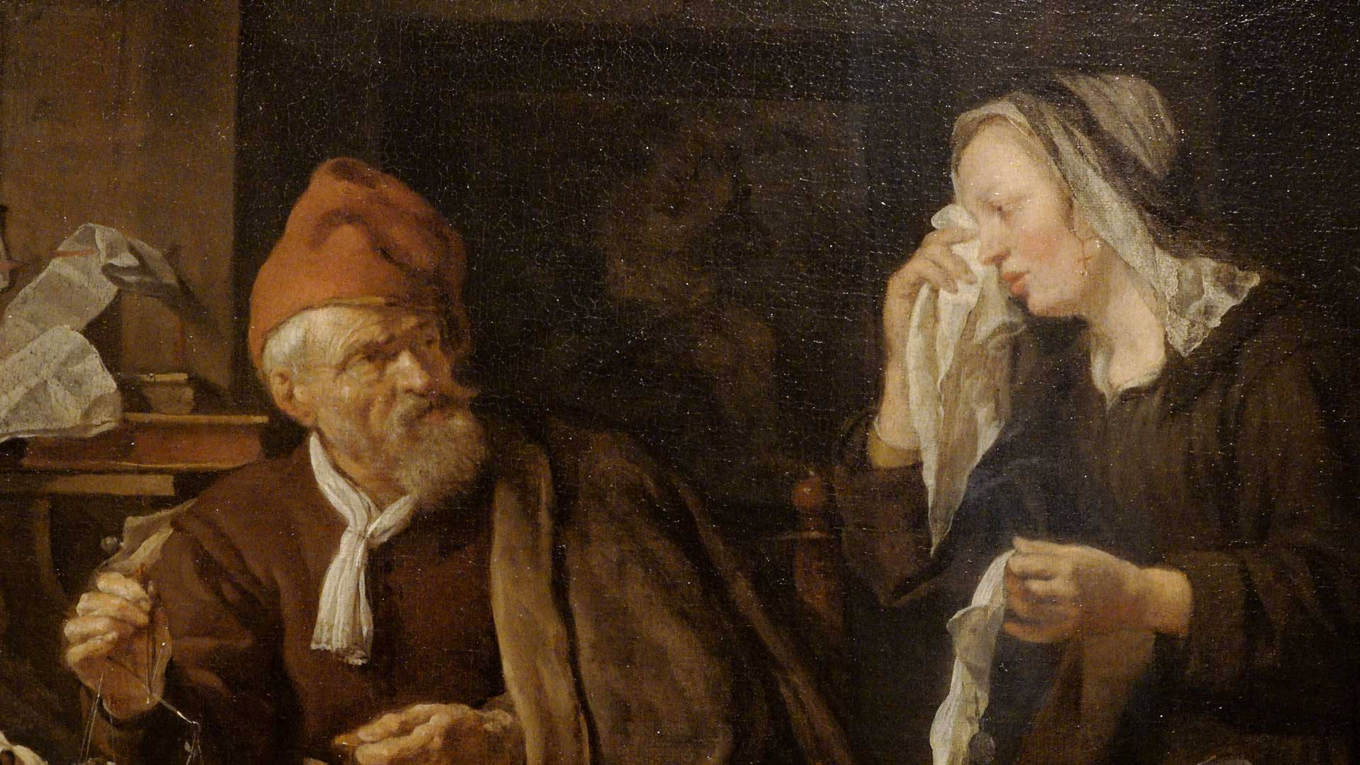 Rembrandt, oil painting, elderly man in a red cap, Full HD Desktop Wallpaper