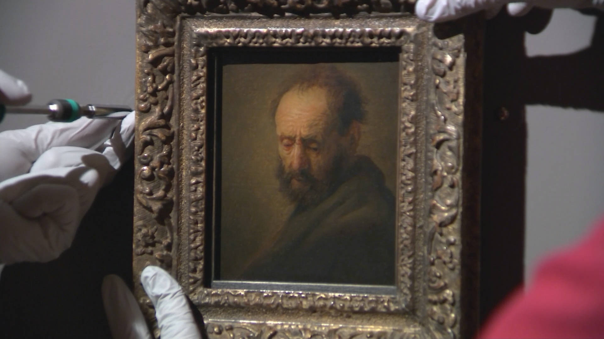 Rembrandt, bearded man, gilded frame, Full HD Desktop Wallpaper