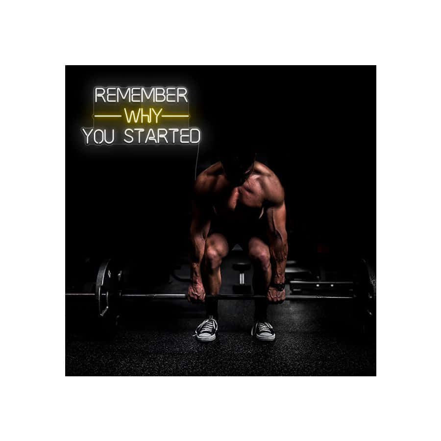 neon text, dim gym, barbell, SD Desktop Wallpaper