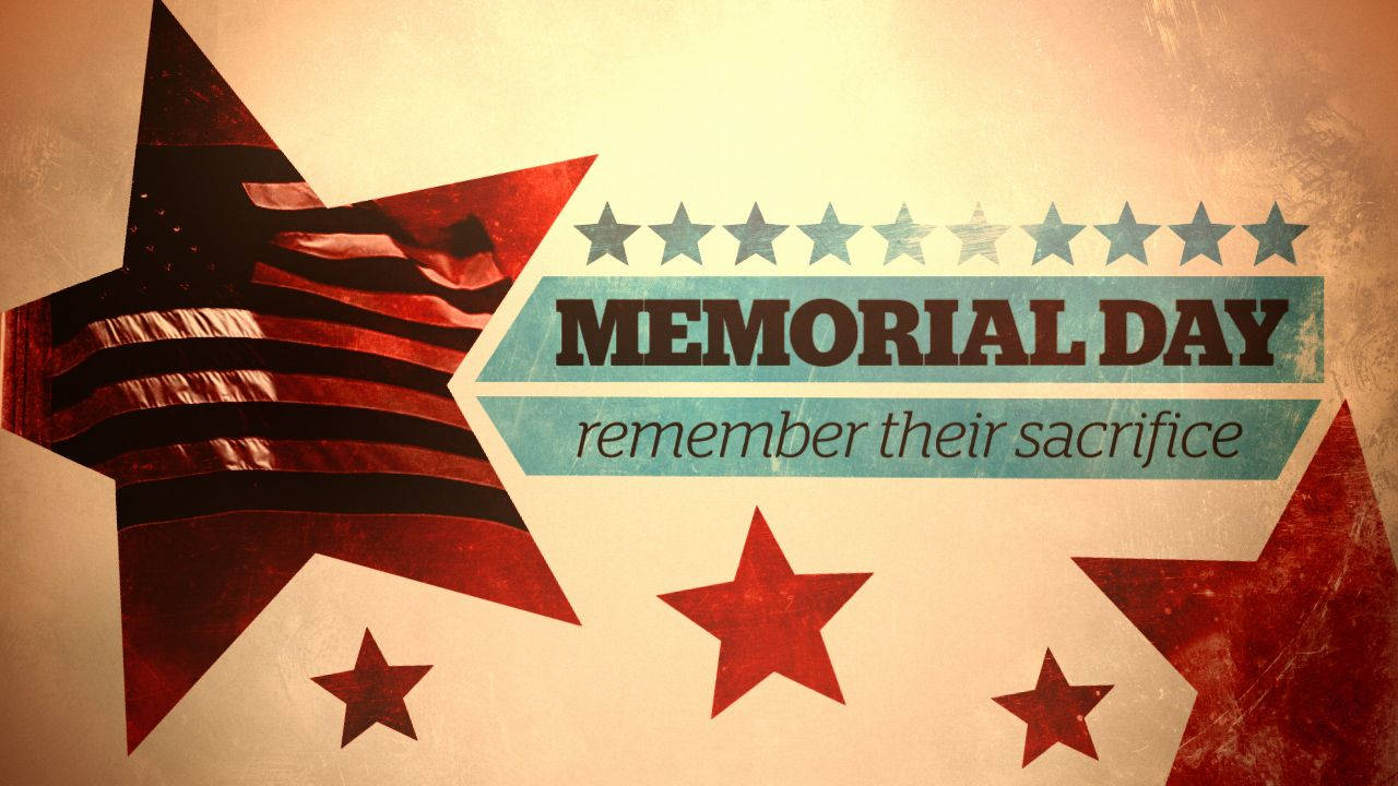 Memorial Day, vintage-style, red stars, HD Desktop Wallpaper