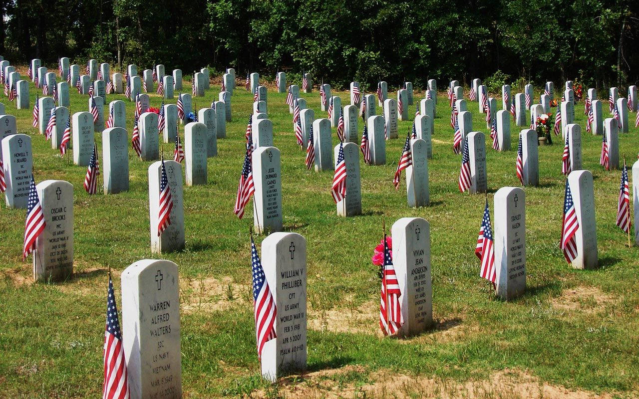 Memorial Day, American flag, white headstones, HD Desktop Wallpaper