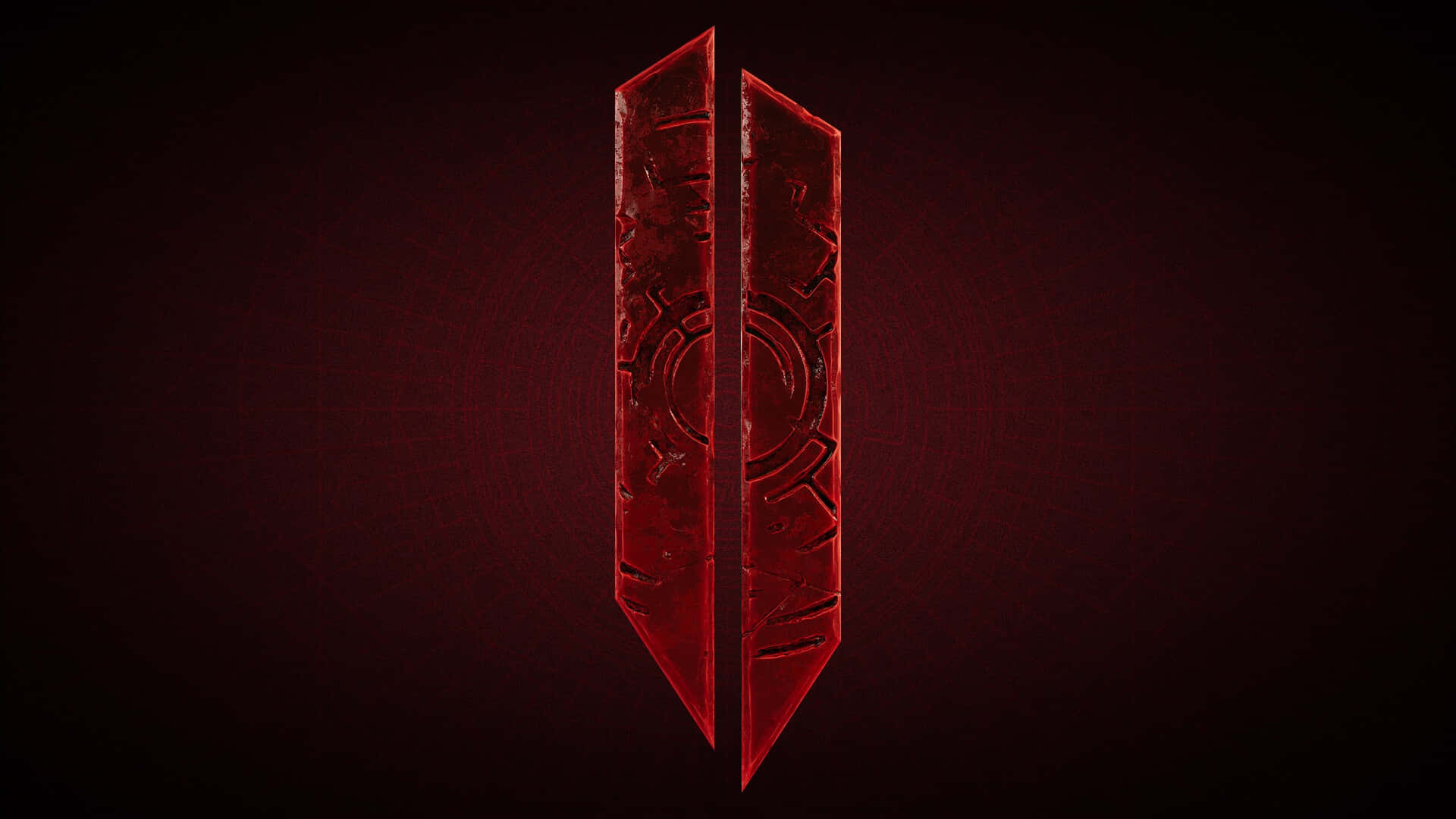 Remnant 2, glowing red jagged blades, dark red gradient background, Full HD Desktop Wallpaper