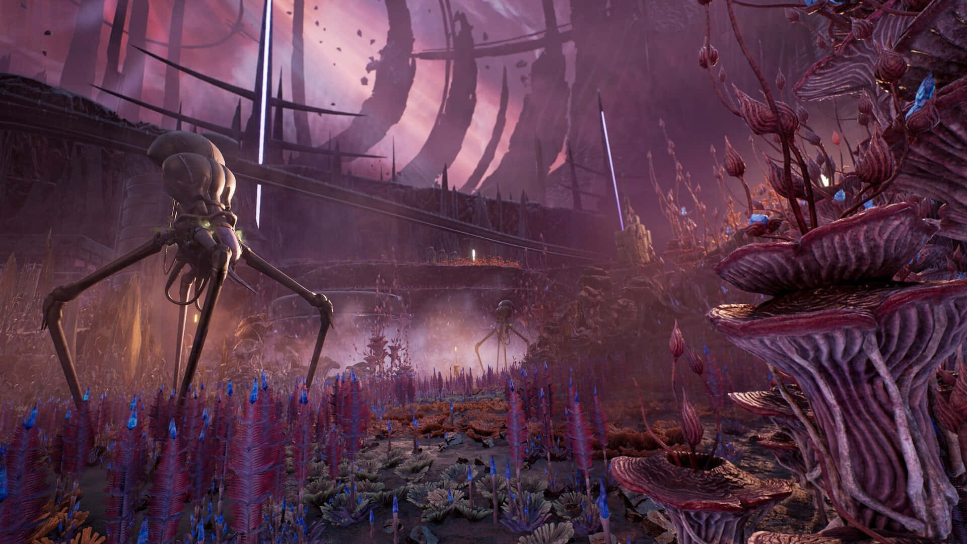 Remnant 2, alien environment, towering purple fungi, Full HD Desktop Wallpaper