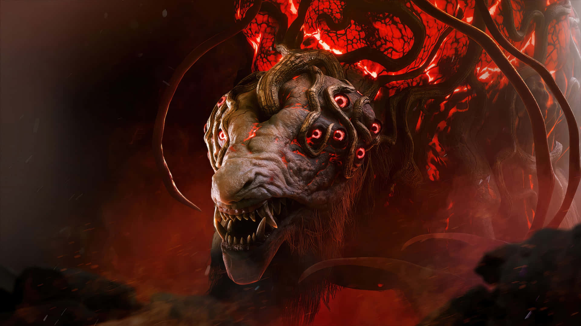 Remnant 2, corrupted beast, glowing red eyes, Full HD Desktop Wallpaper