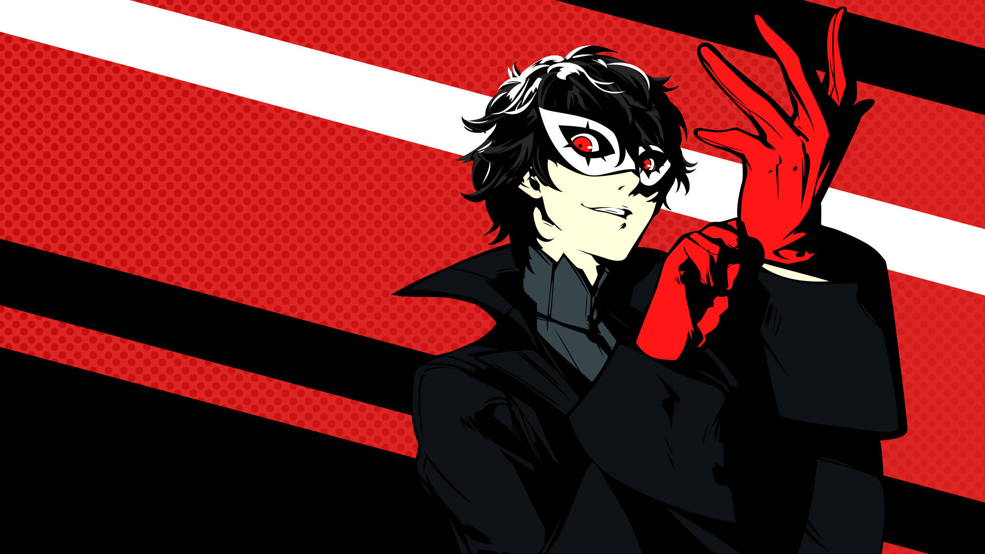 Ren Amamiya, red gloves, white mask, Full HD Desktop Wallpaper