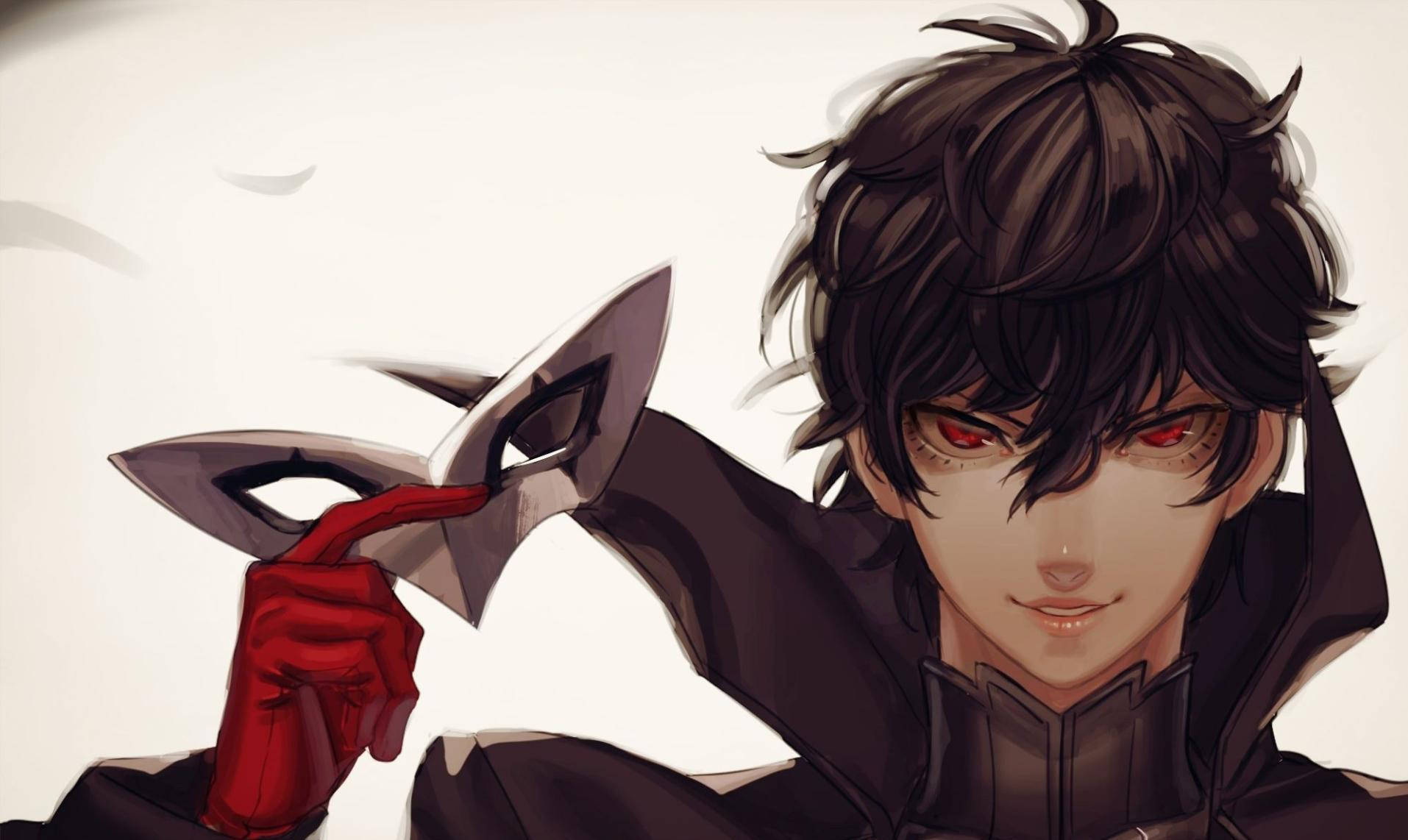 Ren Amamiya, red eyes, dark hair, HD Desktop Wallpaper