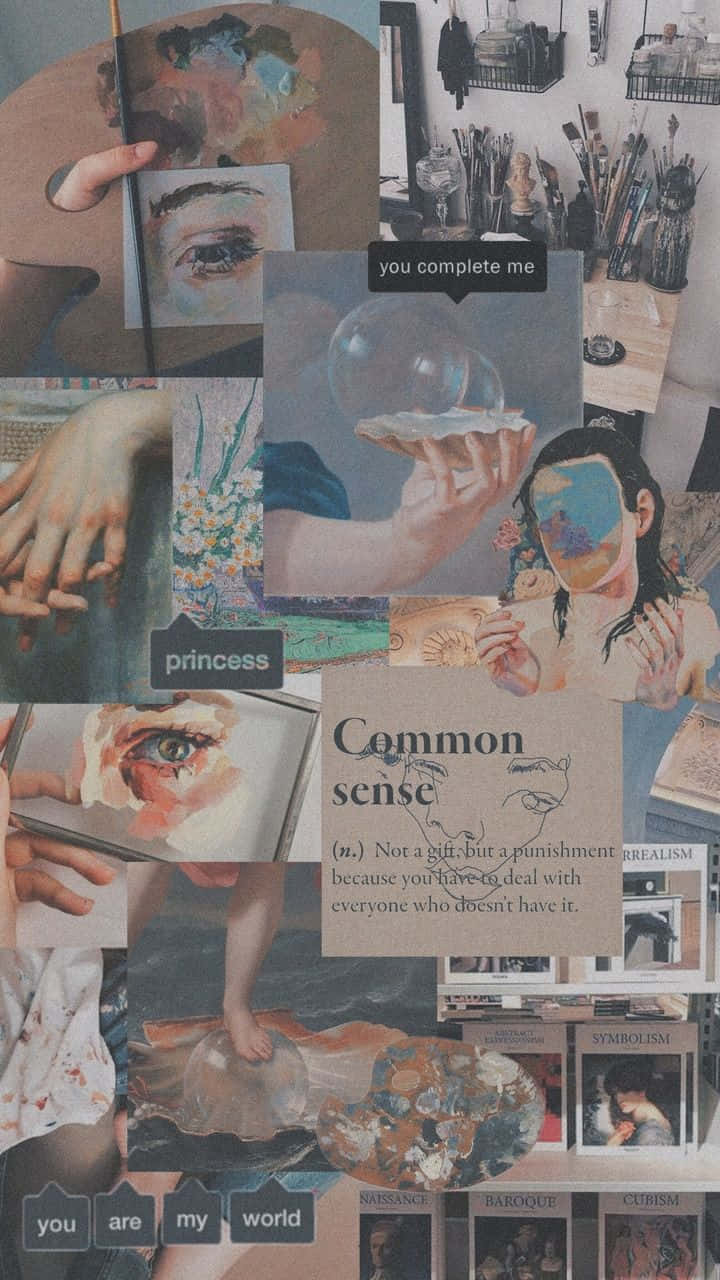 Renaissance Aesthetic, hands holding paint palettes, eyes, HD Phone Wallpaper
