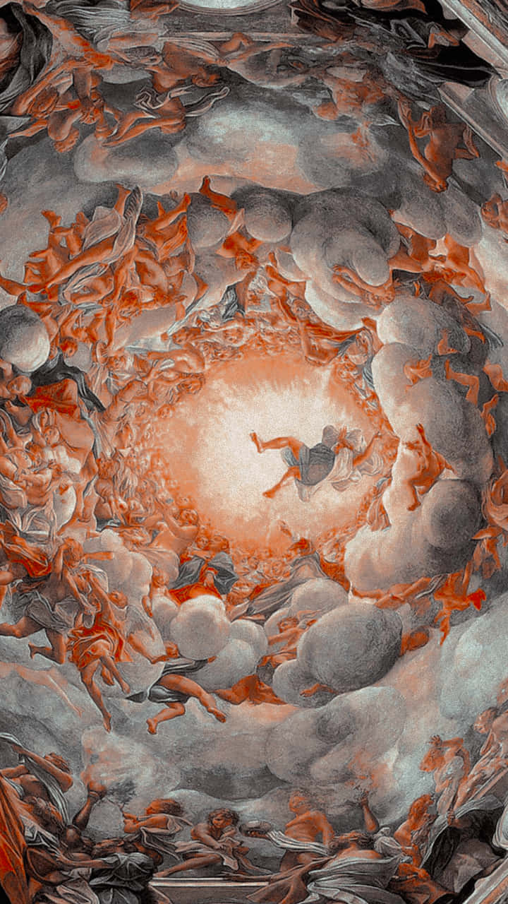 Renaissance Aesthetic, fresco, orange, HD Phone Wallpaper