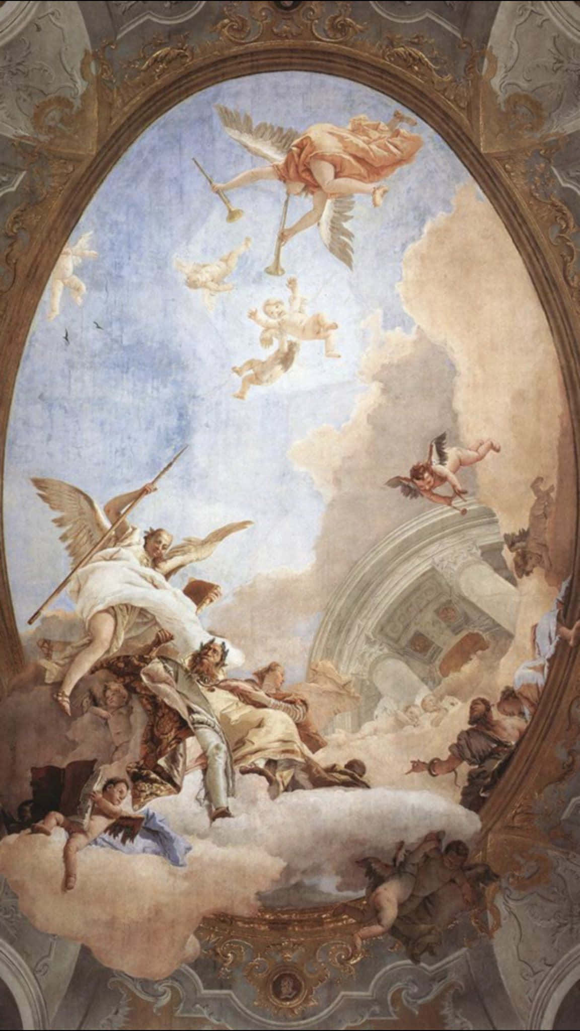 Renaissance Aesthetic, baroque fresco, divine figures, Full HD Phone Wallpaper