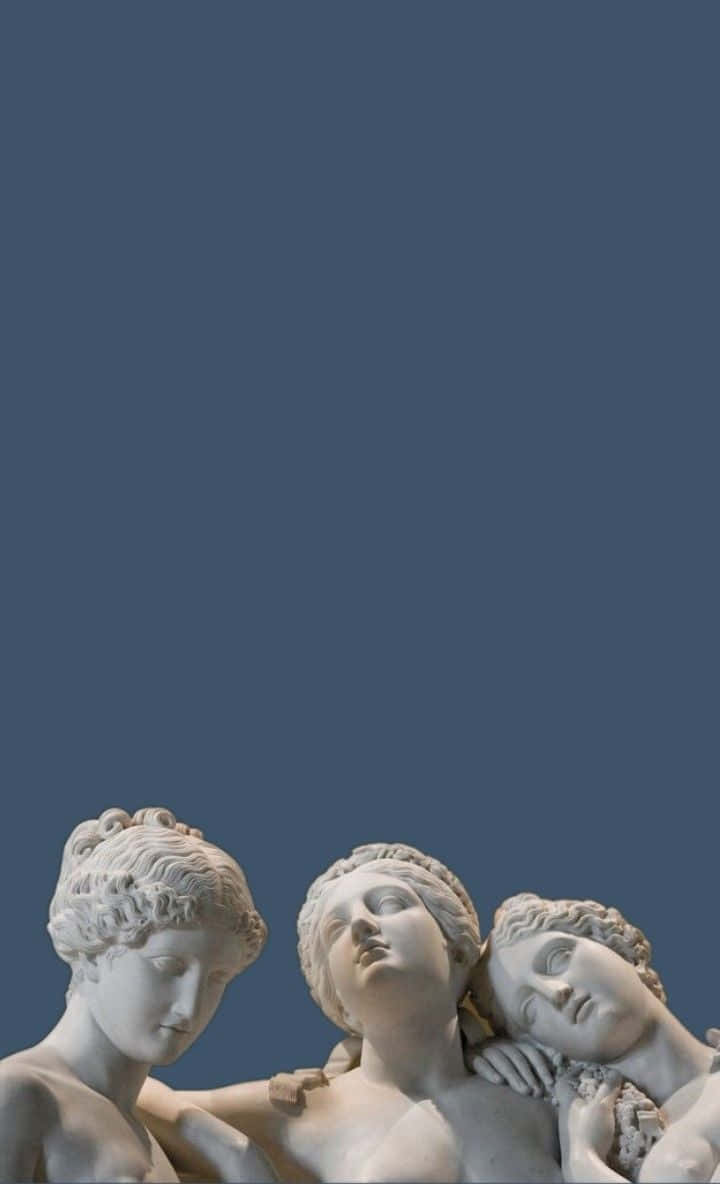 Renaissance Aesthetic, classical marble statues, draped female figures, SD Phone Wallpaper