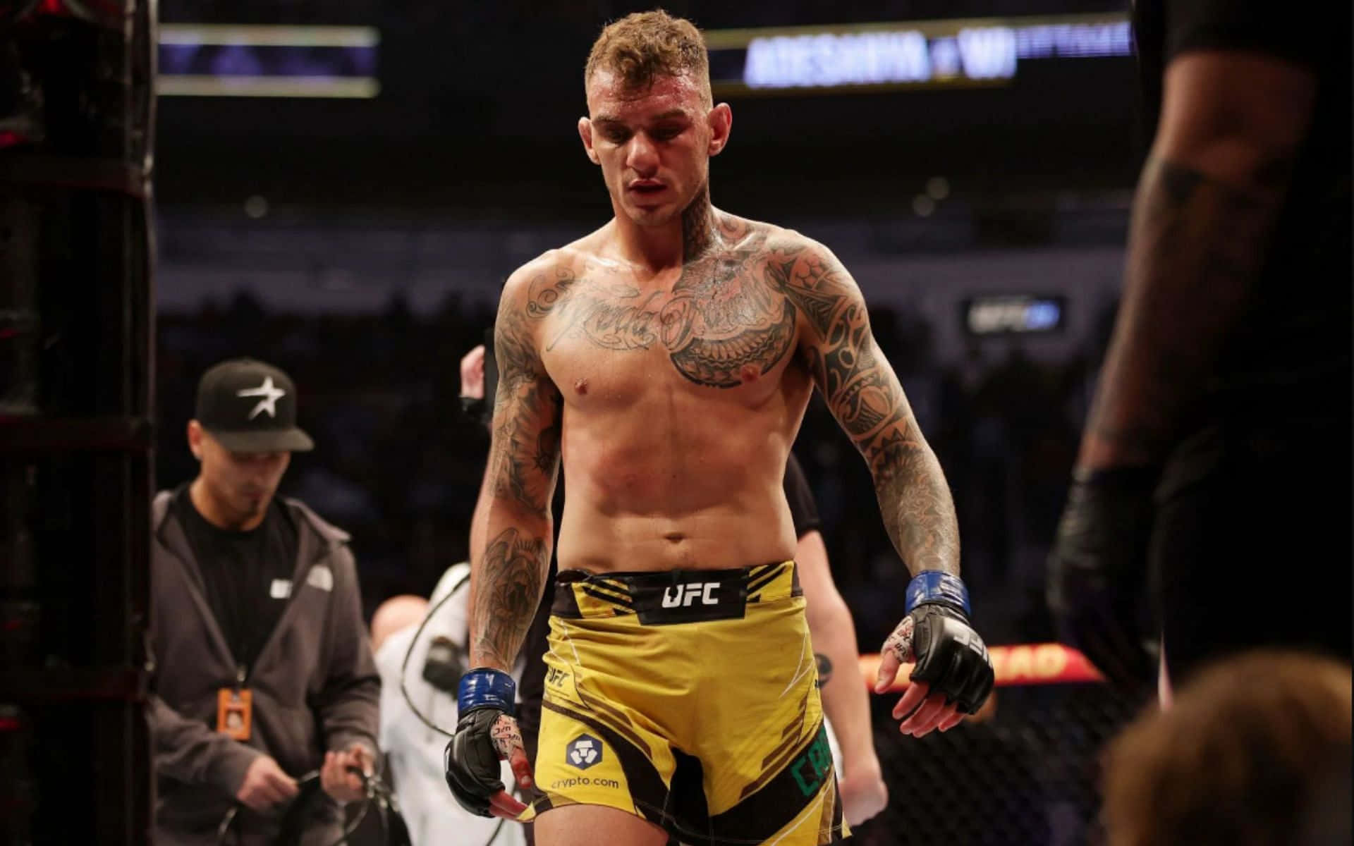 Renato Moicano, UFC shorts, yellow, Full HD Desktop Wallpaper