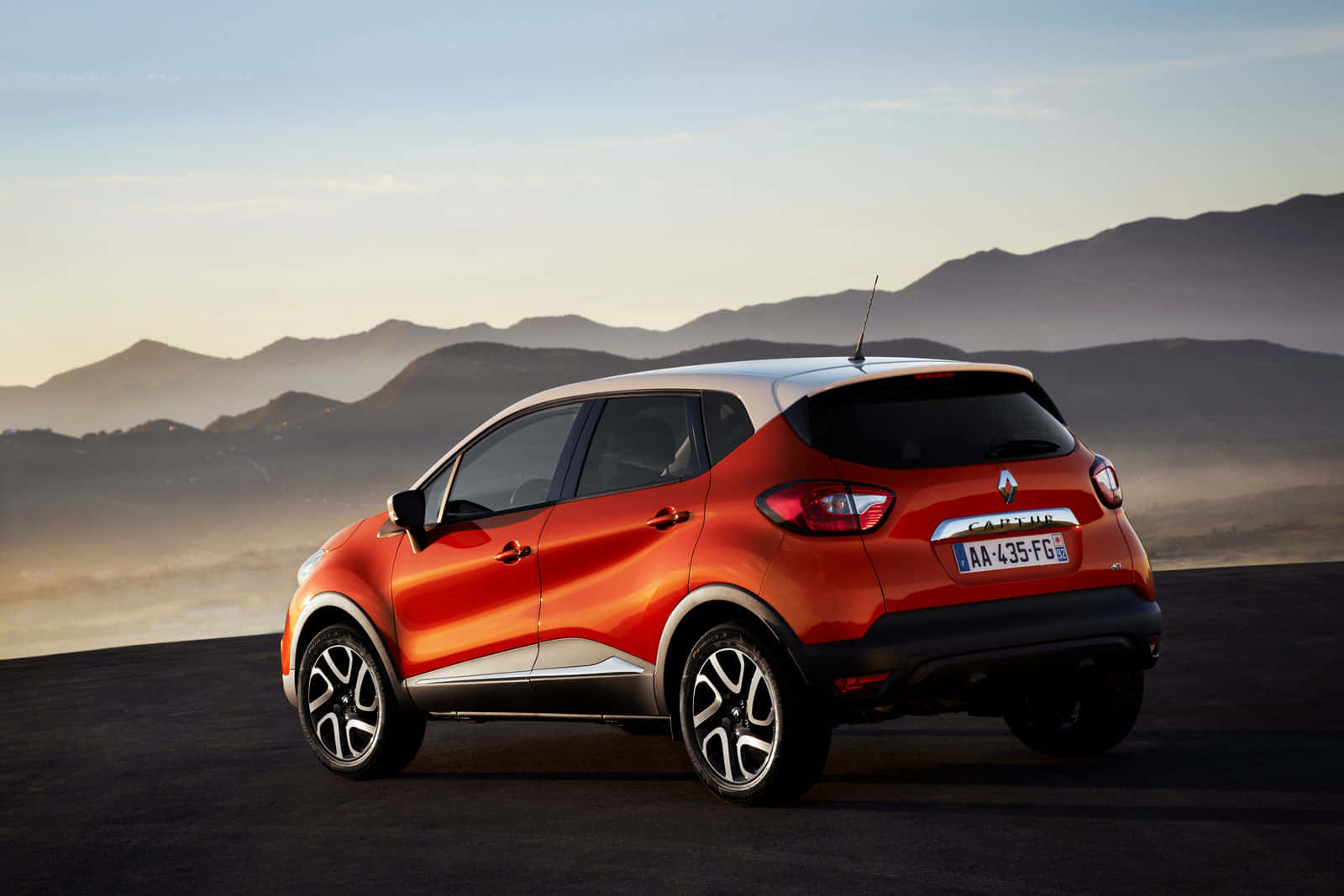 Renault Captur, golden sunset, desert road, HD Desktop Wallpaper
