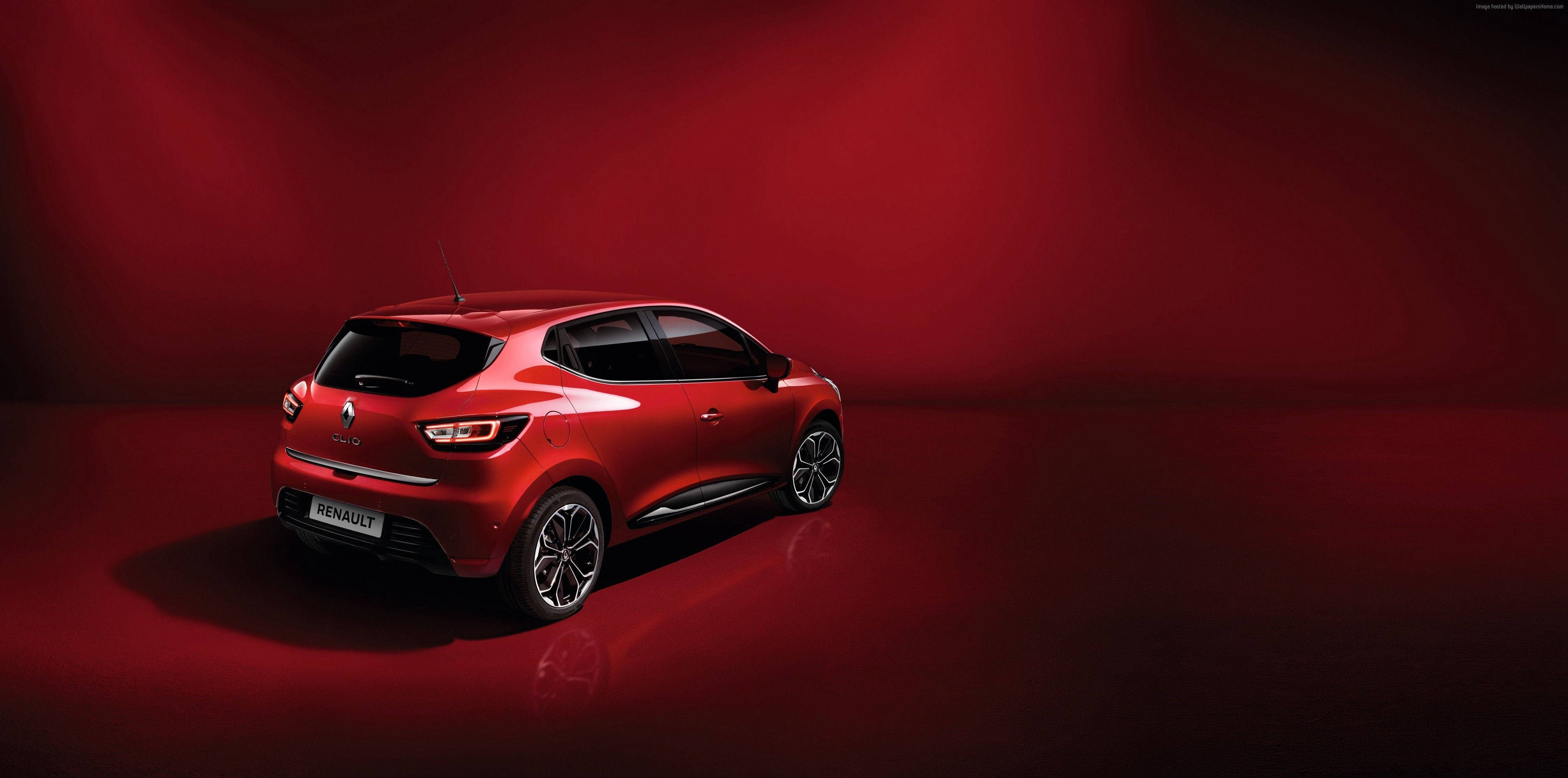 Renault Clio, red, glossy red, 4K Desktop Wallpaper