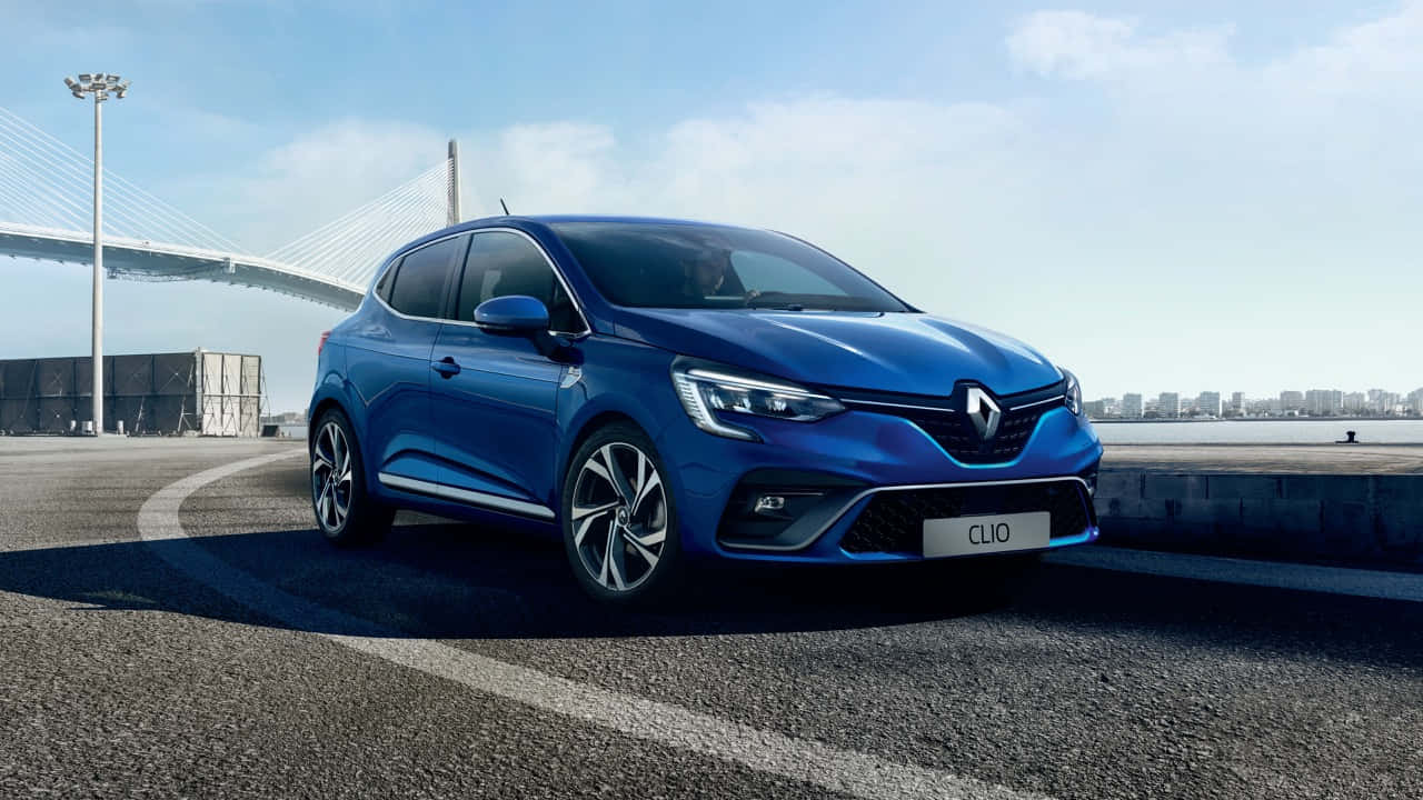 Renault Clio, blue, curved asphalt road, HD Desktop Wallpaper