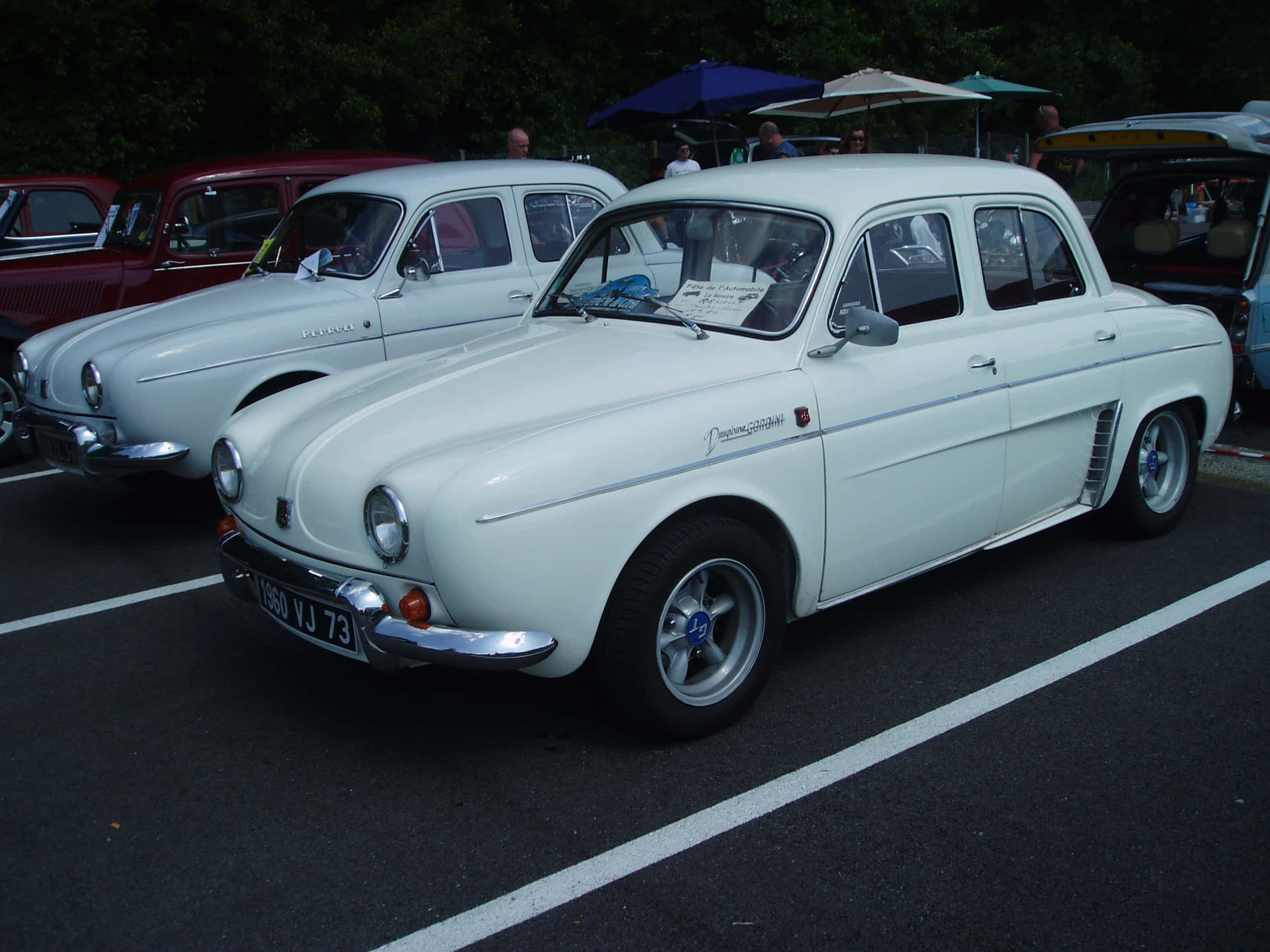 Renault Dauphine, pristine white, vintage, Full HD Desktop Wallpaper