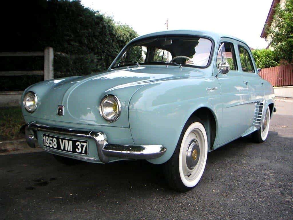 Renault Dauphine, 1958, light blue, SD Desktop Wallpaper